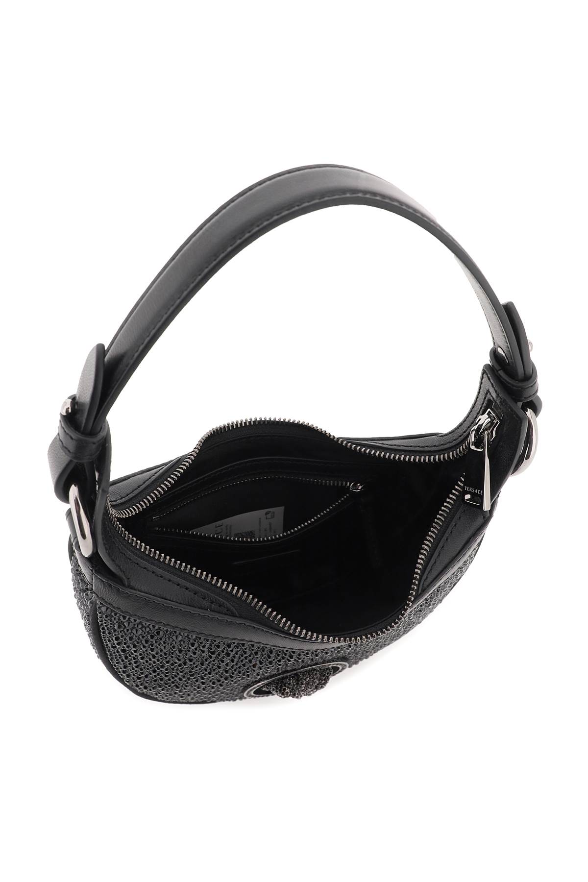 Versace Crystal Repeat Mini Hobo Bag - Black Ruthenium - Image 4