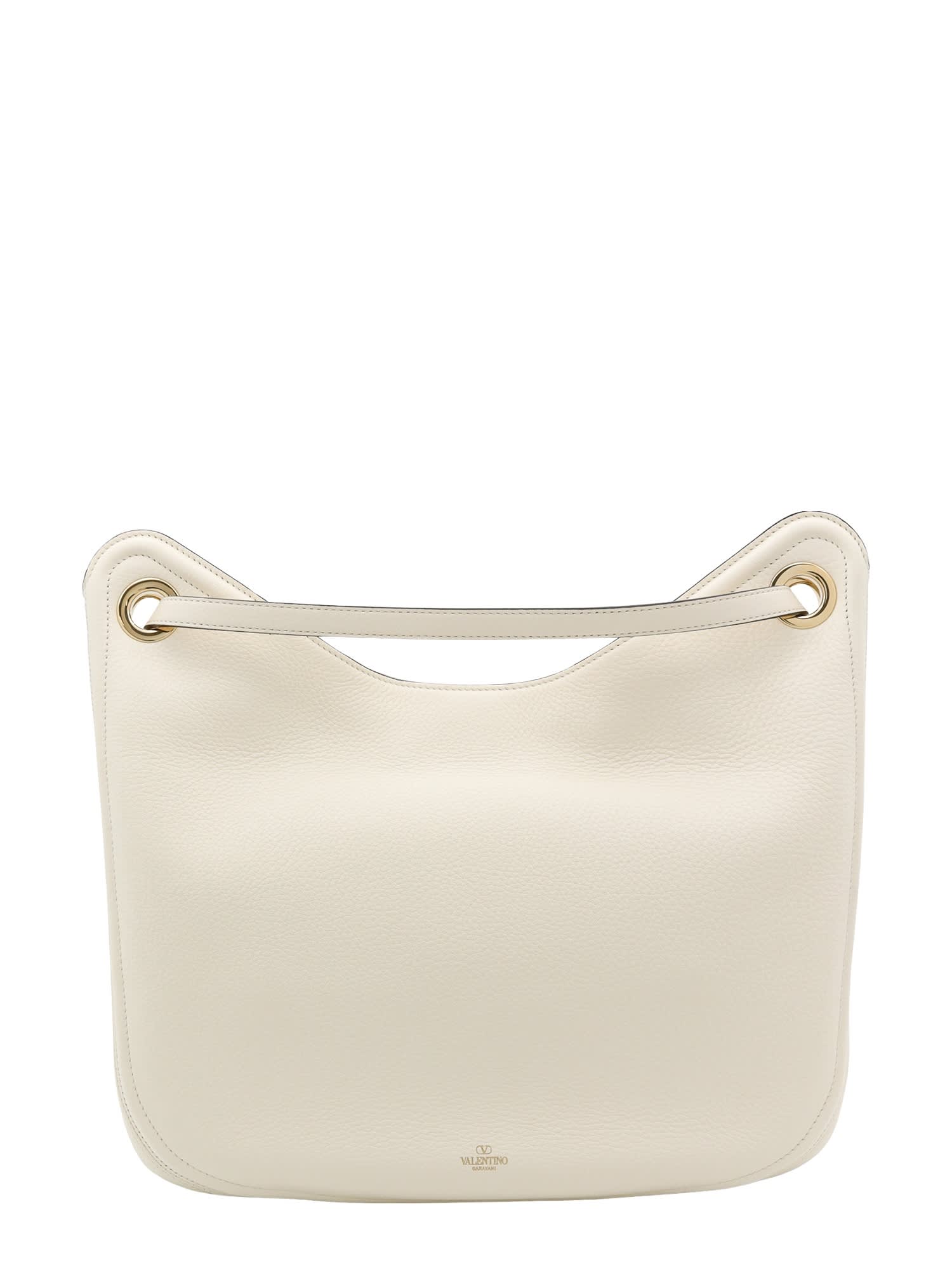 Valentino Garavani Vlogo Gate Grained Leather Hobo Bag - White - Image 2