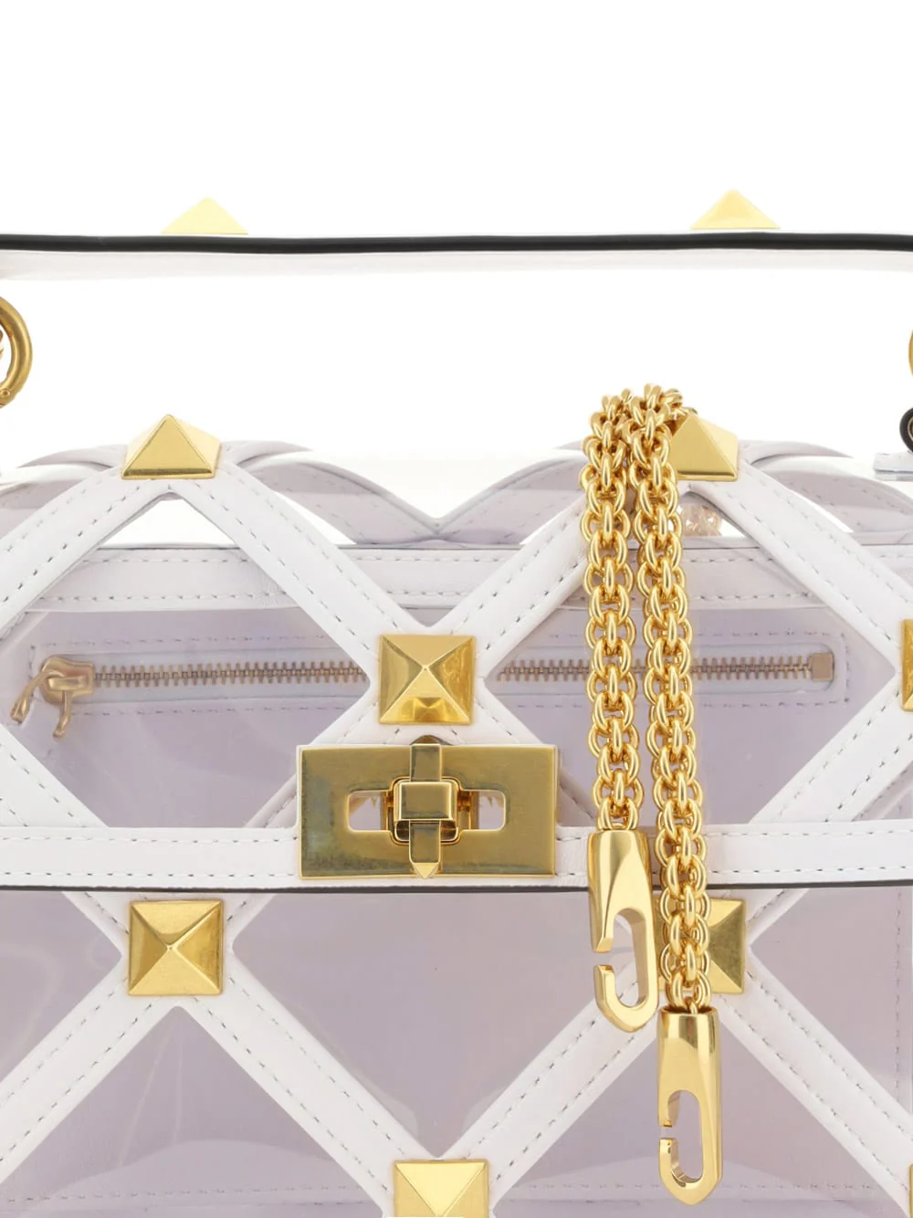 Valentino Garavani Roman Stud Bag - Trasparente/Bianco Ottico - Image 4
