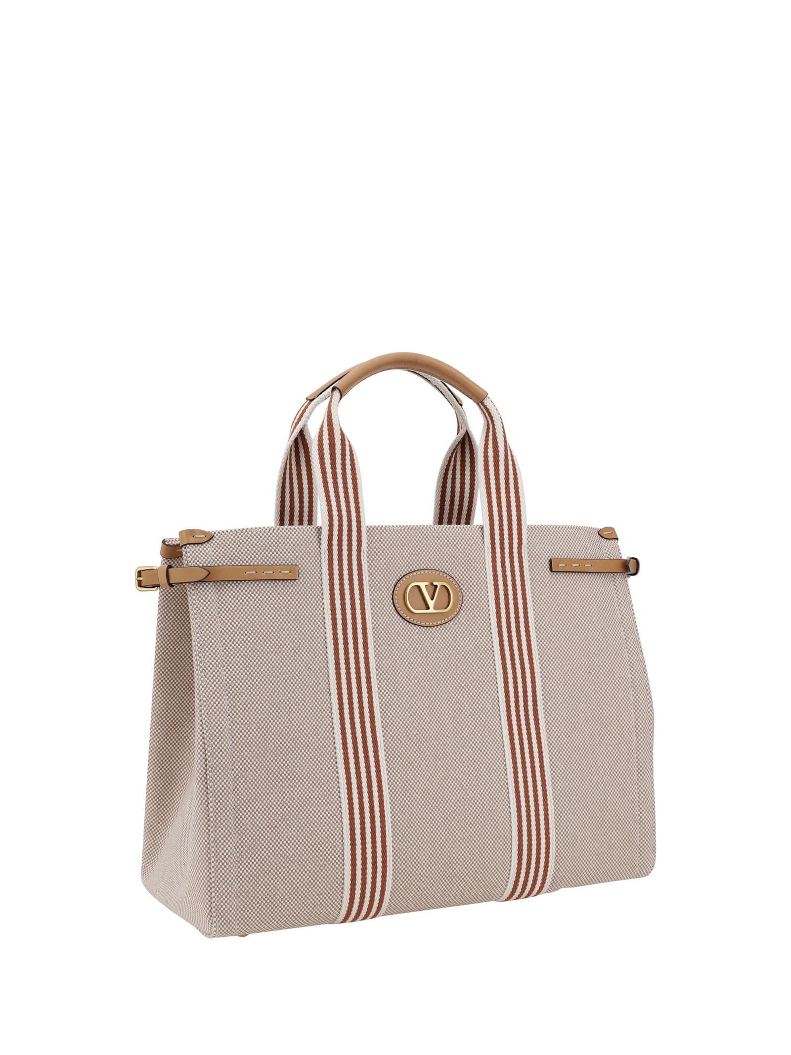 Valentino Garavani Cotton Tote Bag - Naturale/Tobacco/Bianco/T.Di Moro/Natura - Image 2