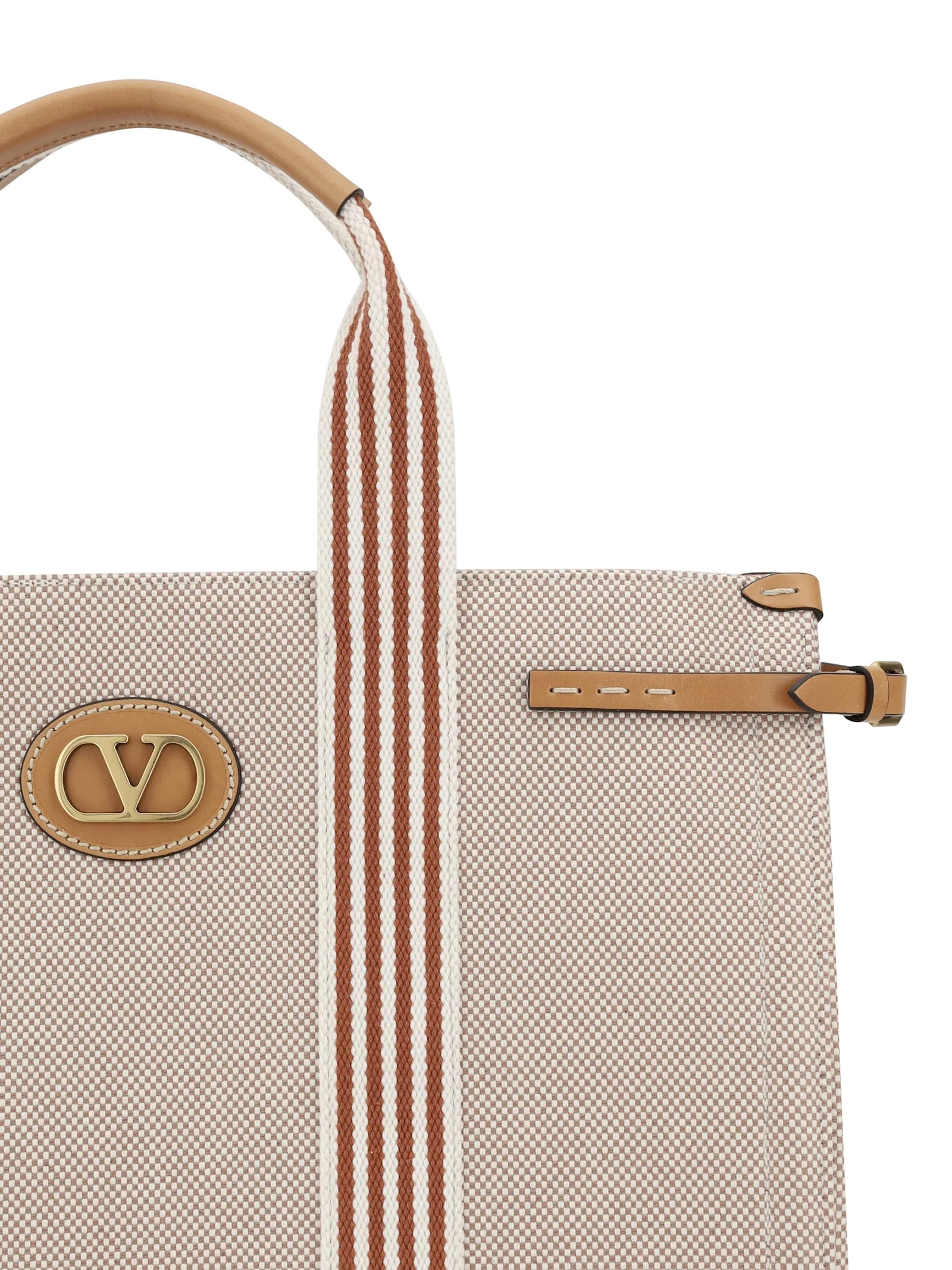 Valentino Garavani Cotton Tote Bag - Naturale/Tobacco/Bianco/T.Di Moro/Natura - Image 4