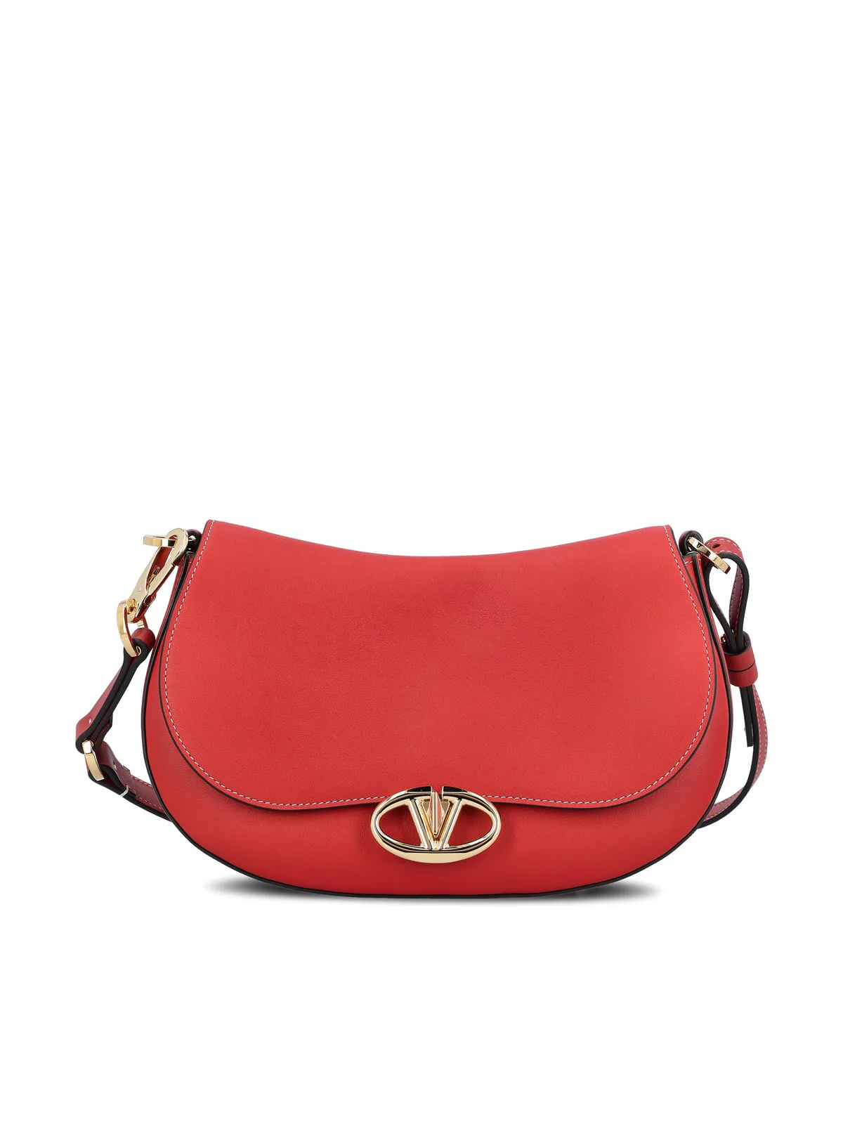 Valentino Garavani Ohval Foldover Top Shoulder Bag - Red