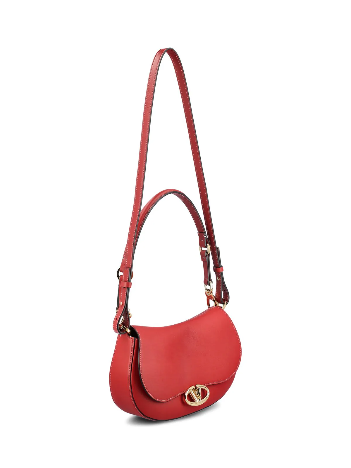Valentino Garavani Ohval Foldover Top Shoulder Bag - Red - Image 3