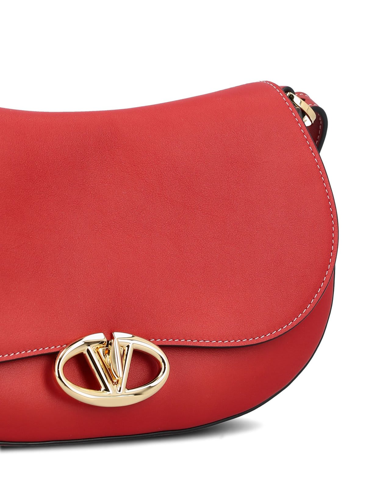 Valentino Garavani Ohval Foldover Top Shoulder Bag - Red - Image 4
