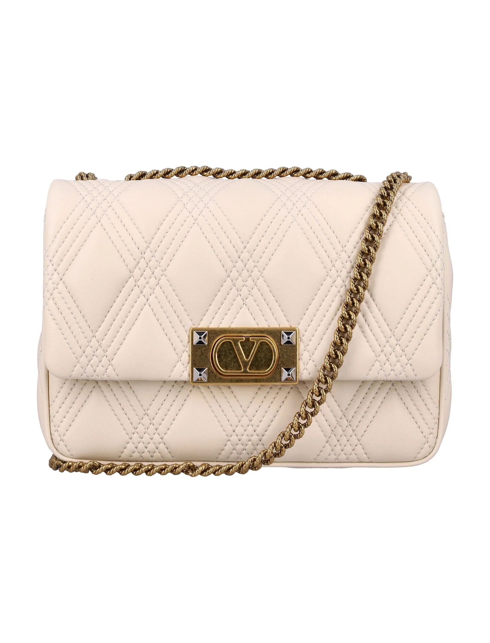 Valentino Garavani Quiltie 67 Medium Shoulder Bag - Butterwhite