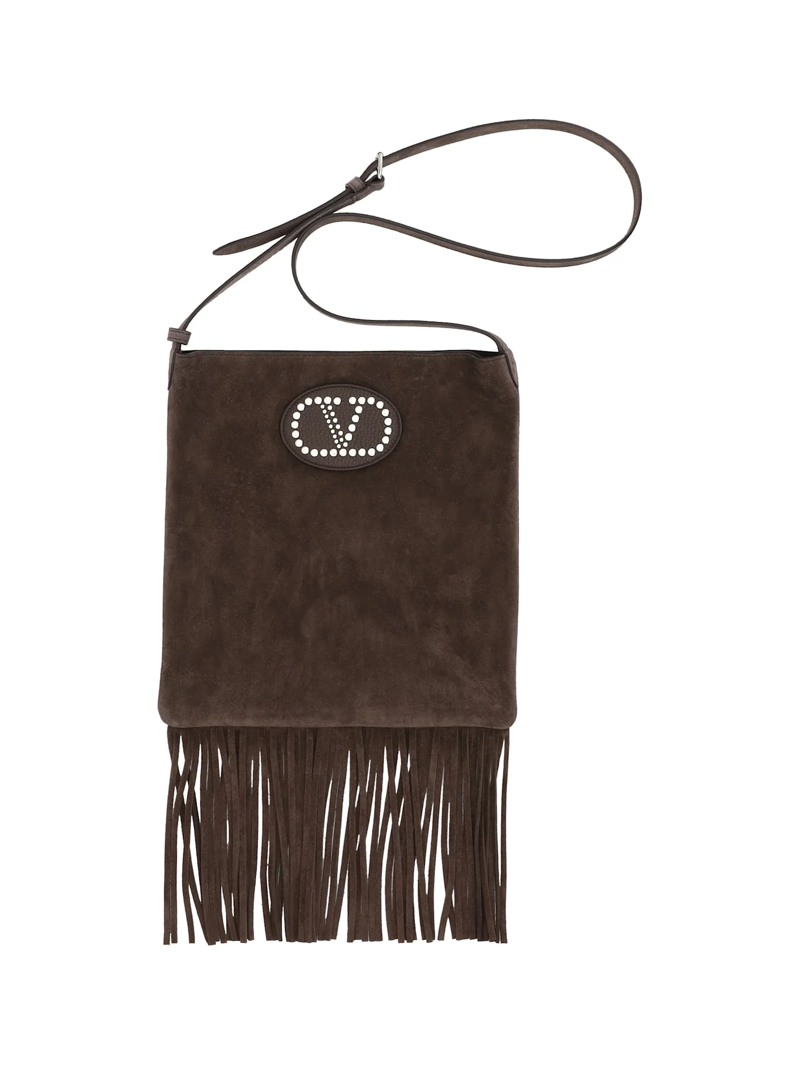 Valentino Garavani Suede Leather Shoulder Bag - Testa Di Moro/Fondant