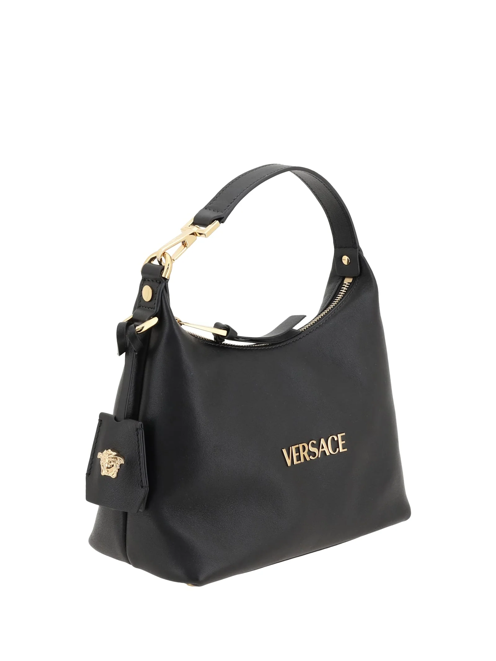 Versace Hobo Tag Handbag - Black-Versace Gold - Image 2