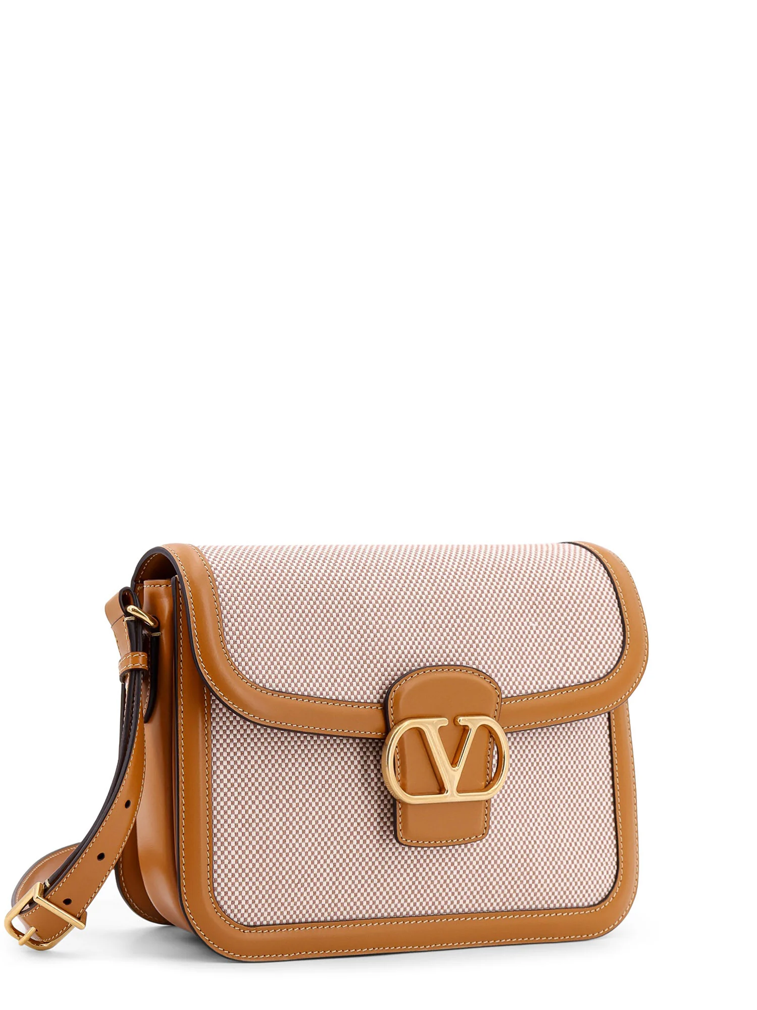 Valentino Garavani Logo Plaque Foldover Top Shoulder Bag - Beige - Image 3