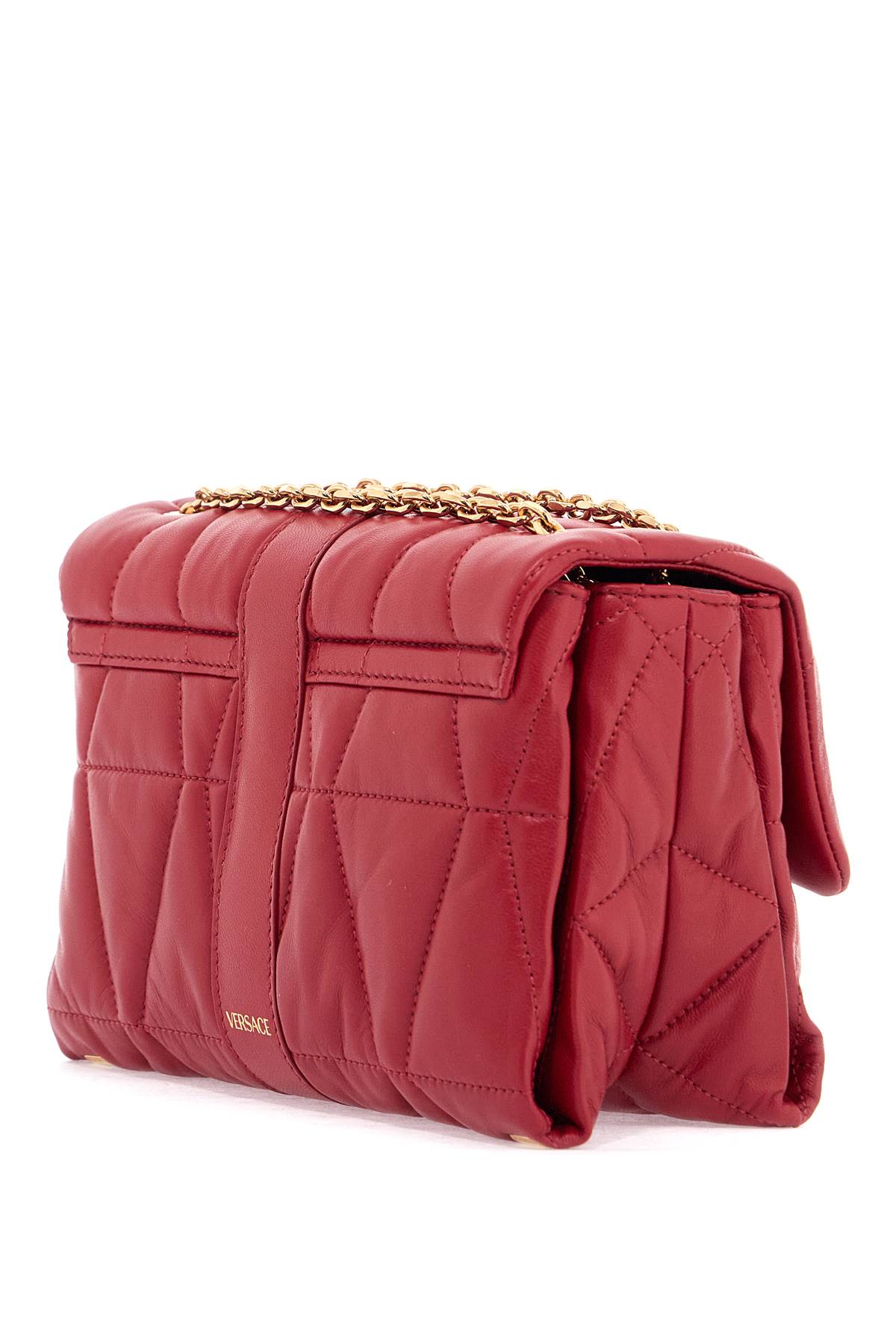 Versace Kleio Quilted Shoulder Bag - Lipstick Red-Versace Gold - Image 2