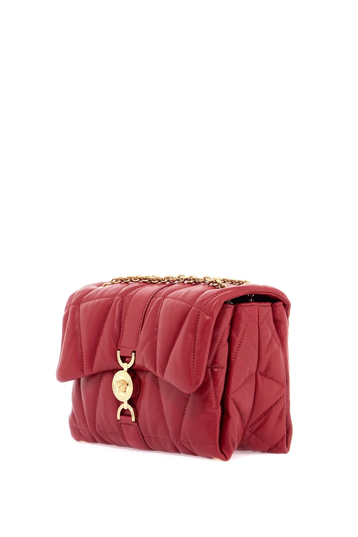 Versace Kleio Quilted Shoulder Bag - Lipstick Red-Versace Gold - Image 3