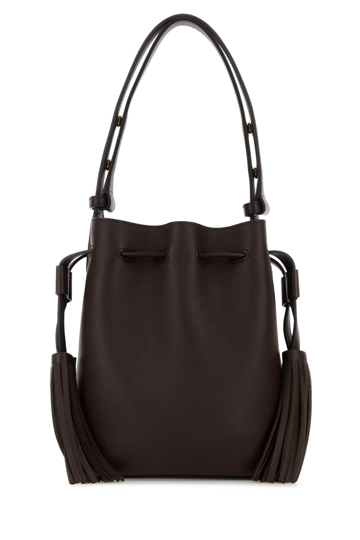 Valentino Garavani Chocolate Leather VLogo Signature Bucket Bag - Darkcoffee