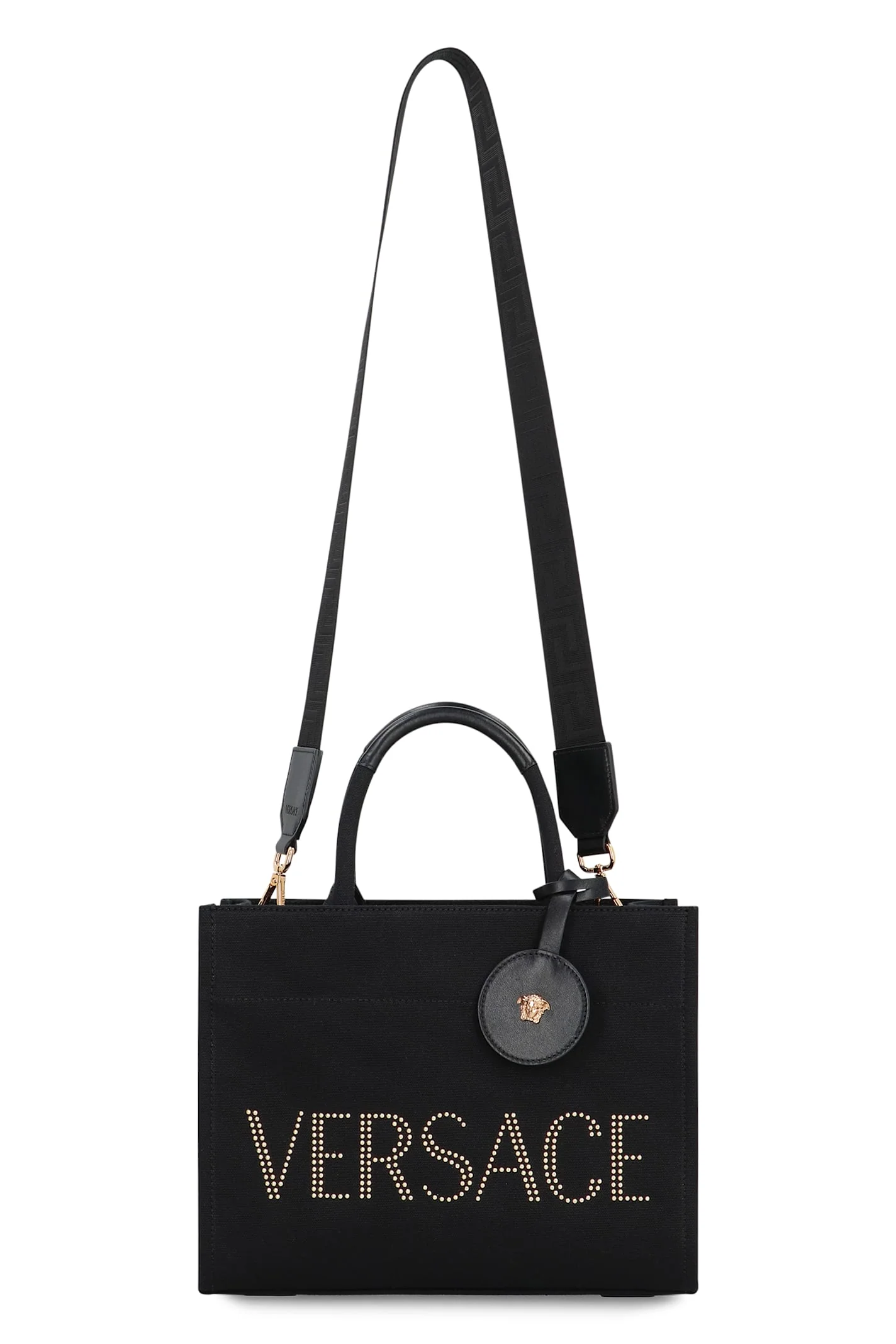 Versace Small Canvas Tote Bag - Black - Image 5
