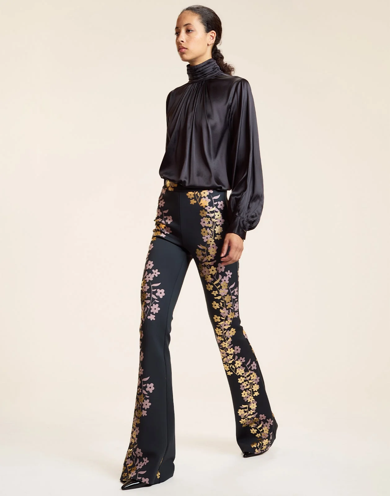Cynthia Rowley Metallic Bonded Pants - Black Gold - Image 2