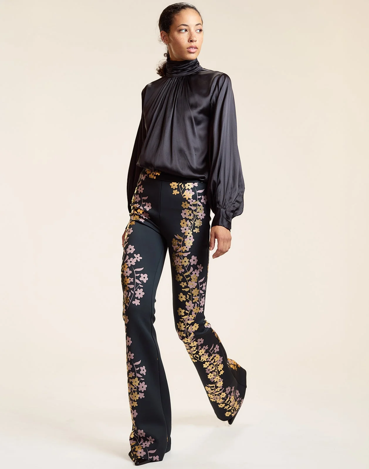 Cynthia Rowley Metallic Bonded Pants - Black Gold - Image 4
