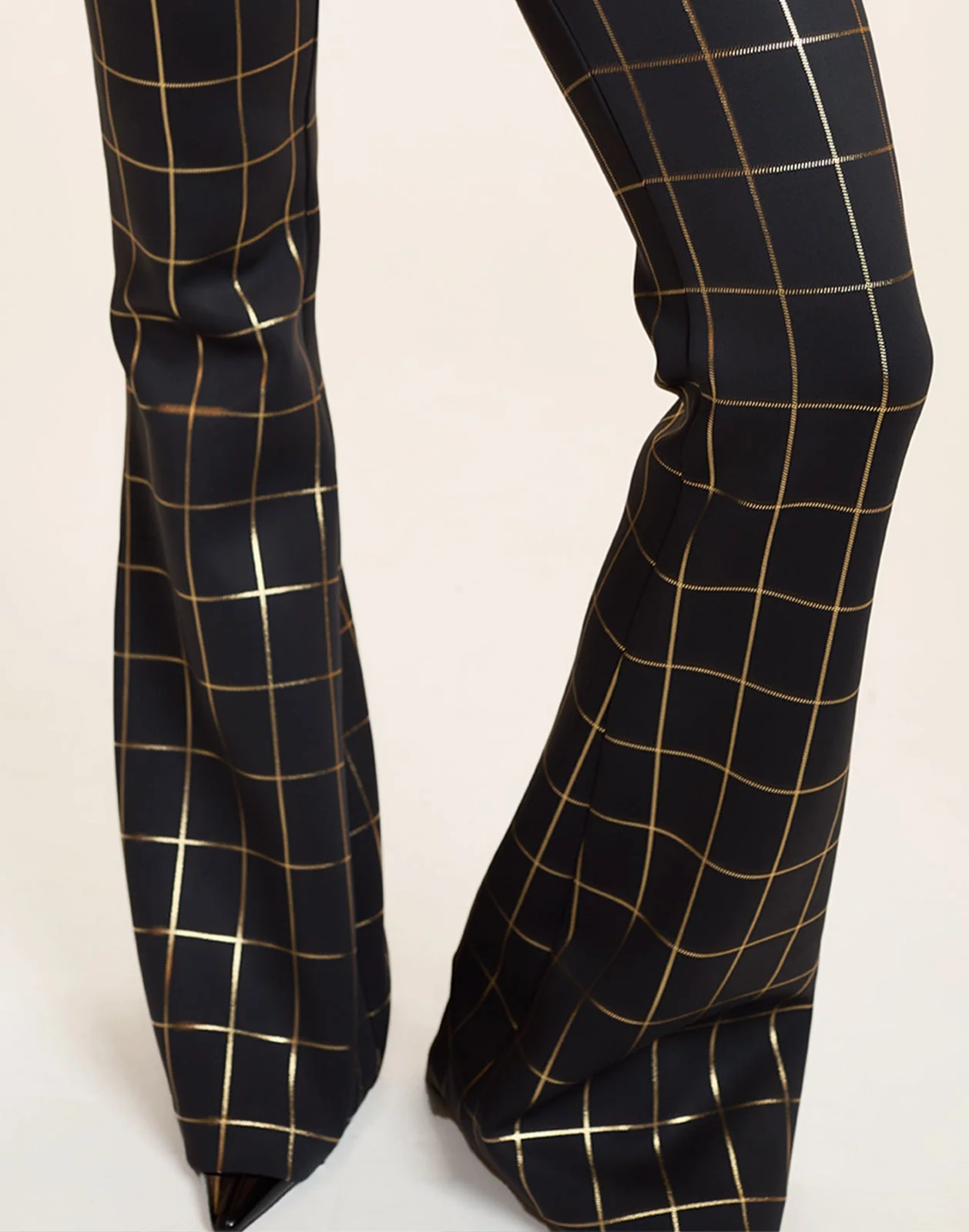 Cynthia Rowley Metallic Bonded Pants - Gold Plaid - Image 5
