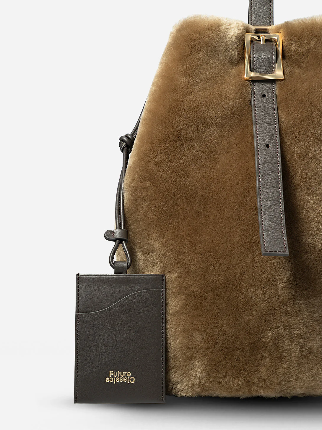 Future Classics Medium Sheep Convertible Bucket Bag - Lead Grey X Shearling - Image 5