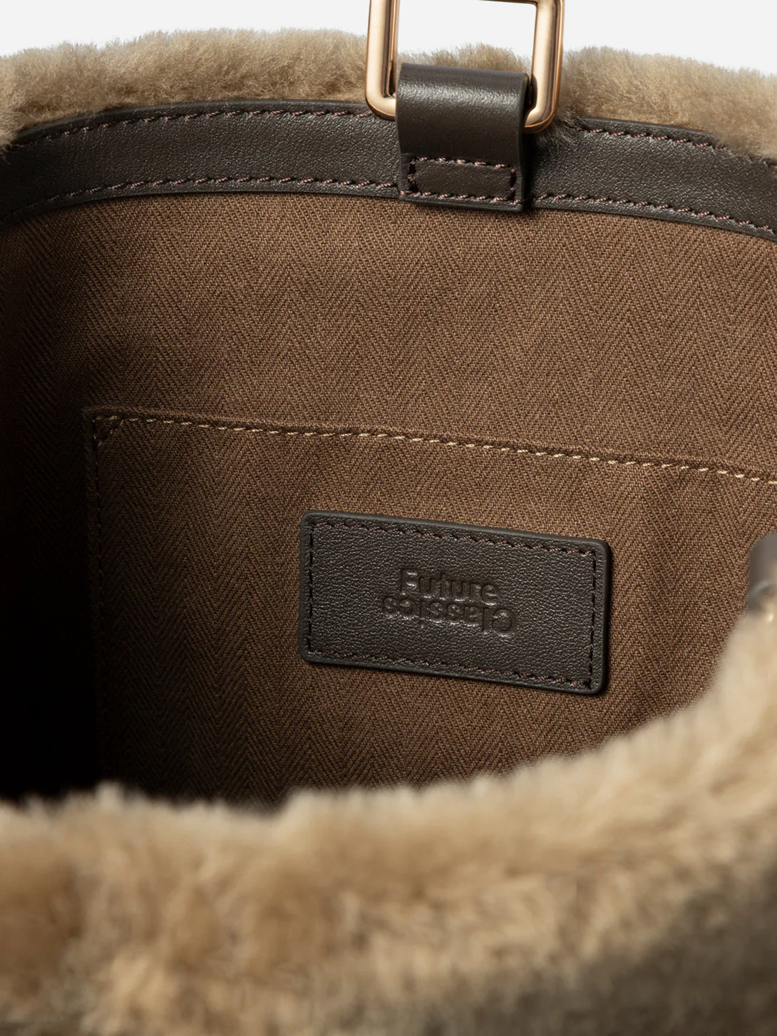 Future Classics Medium Sheep Convertible Bucket Bag - Lead Grey X Shearling - Image 6