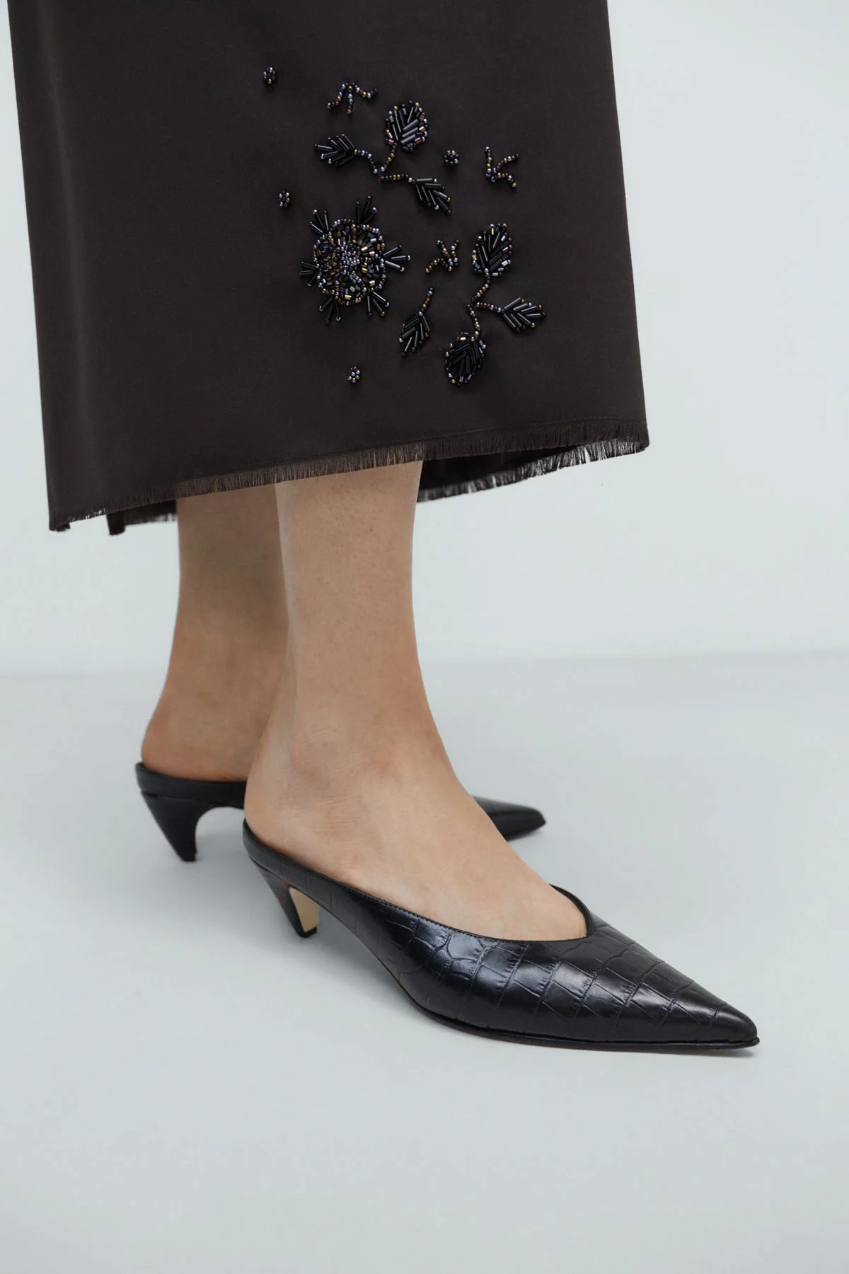 Cordera Leather Pointy Mule Crocodile - Image 2
