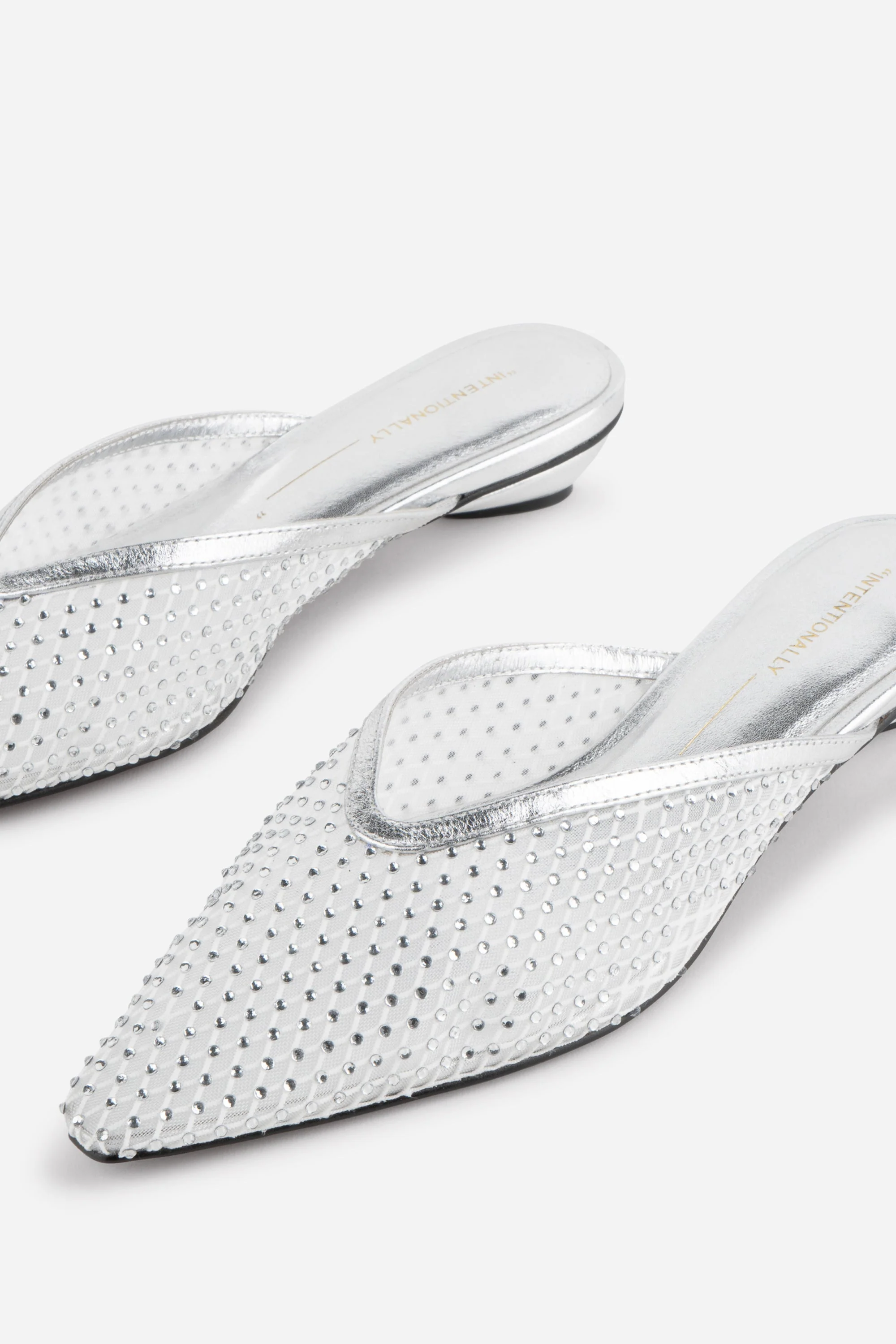 "INTENTIONALLY __________." Bibi Rhinestone Mesh Mule - Image 4