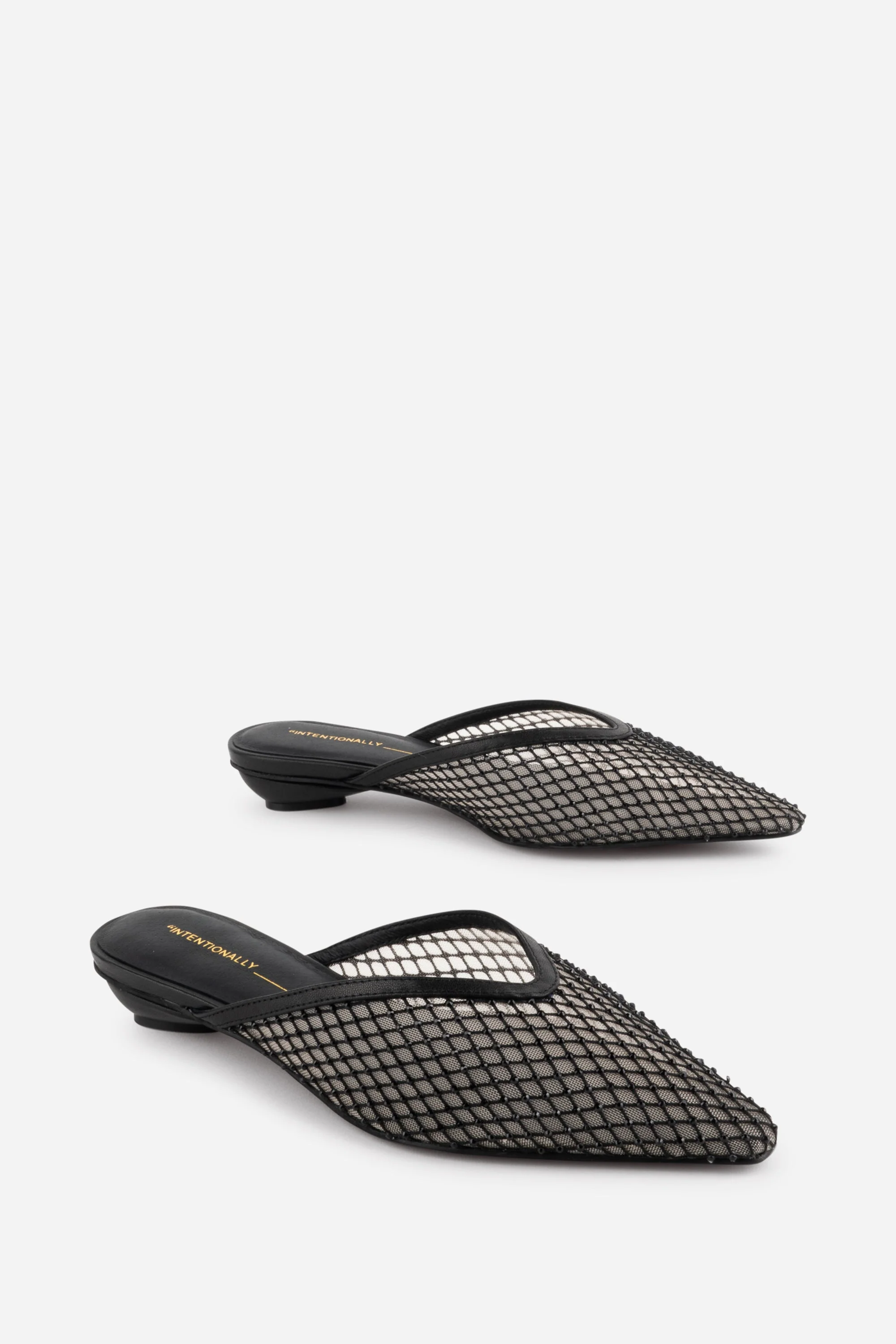 "INTENTIONALLY __________." Bibi Rhinestone Mesh Mule - Image 7