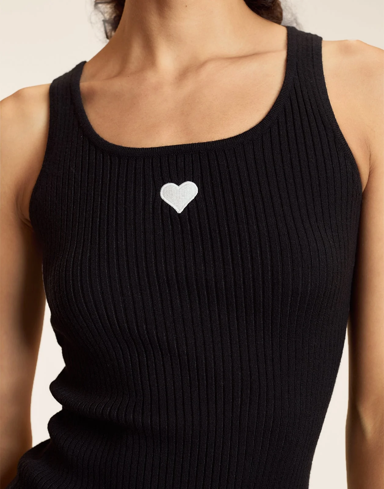 Cynthia Rowley Heart Embroidered Knit Top - Black - Image 4