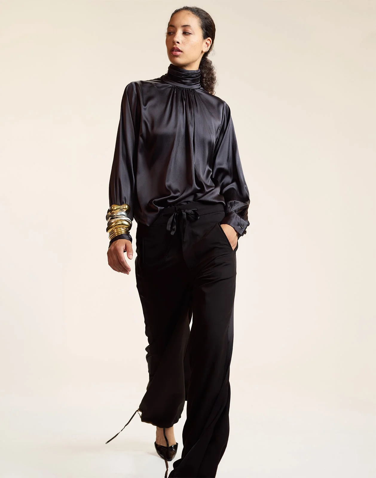 Cynthia Rowley Monroe Silk Blouse - Black - Image 5
