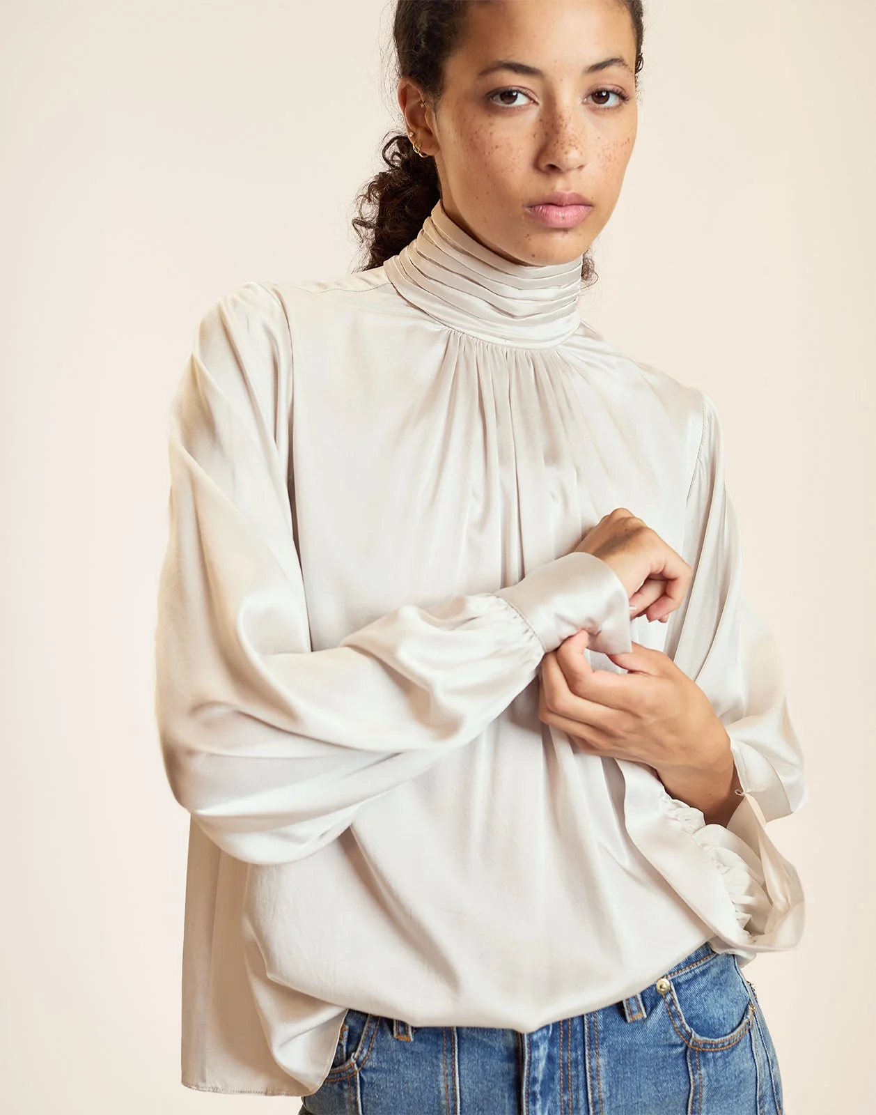 Cynthia Rowley Monroe Silk Blouse - White - Image 3