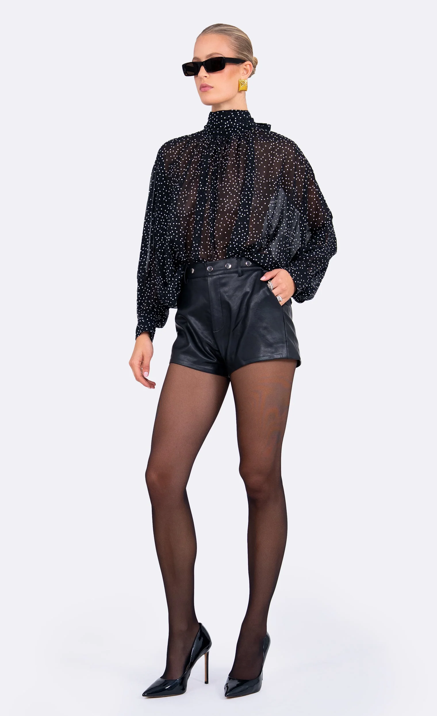 Nonchalant Label Gaia Top - Black/White Polka Dot - Image 2