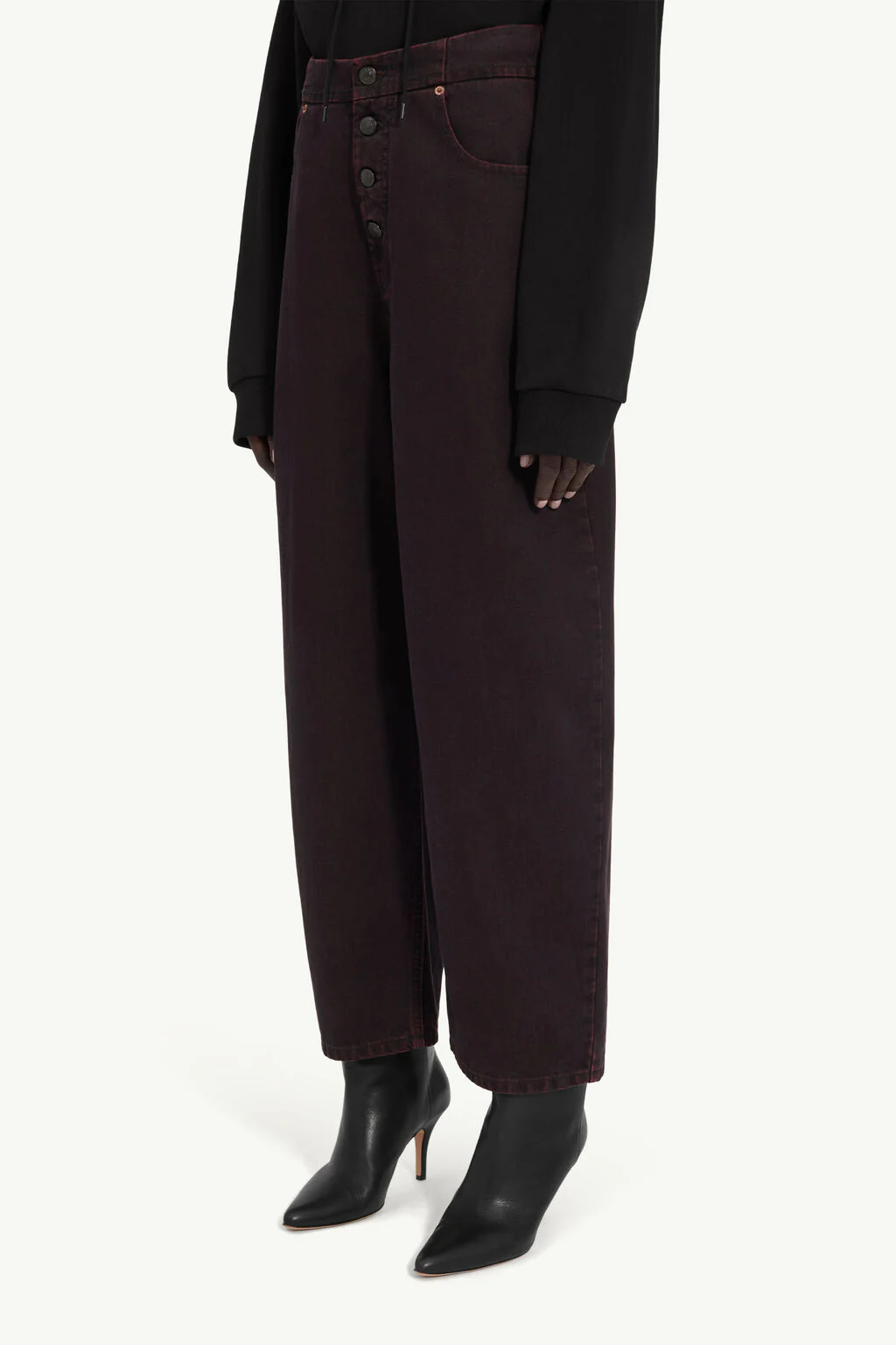 MM6 Maison Margiela Barrel-Leg Jeans - Bordeaux - Image 4