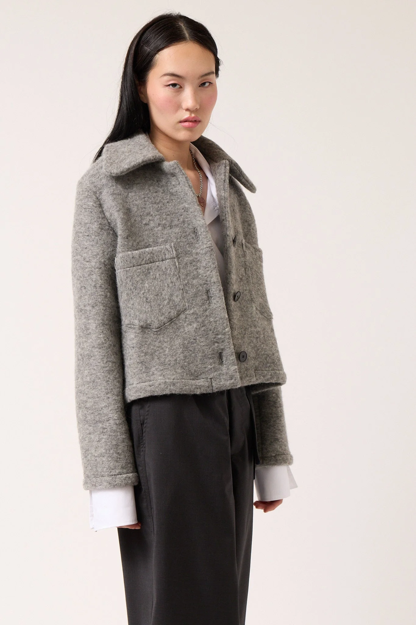 Colmillo de Morsa Wool Cropped Jacket - Gray - Image 2