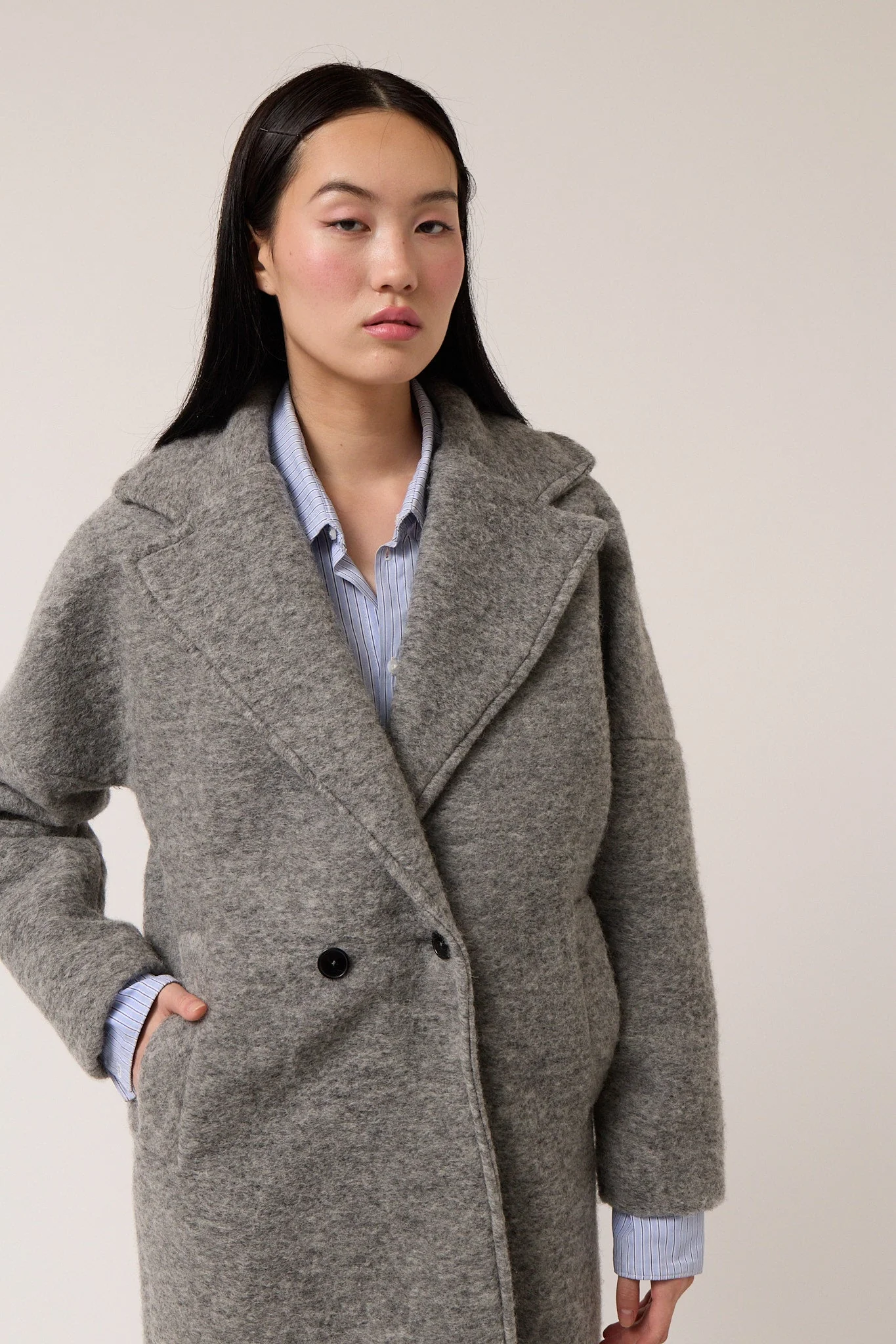 Colmillo de Morsa Wool Oversized Coat - Gray - Image 3