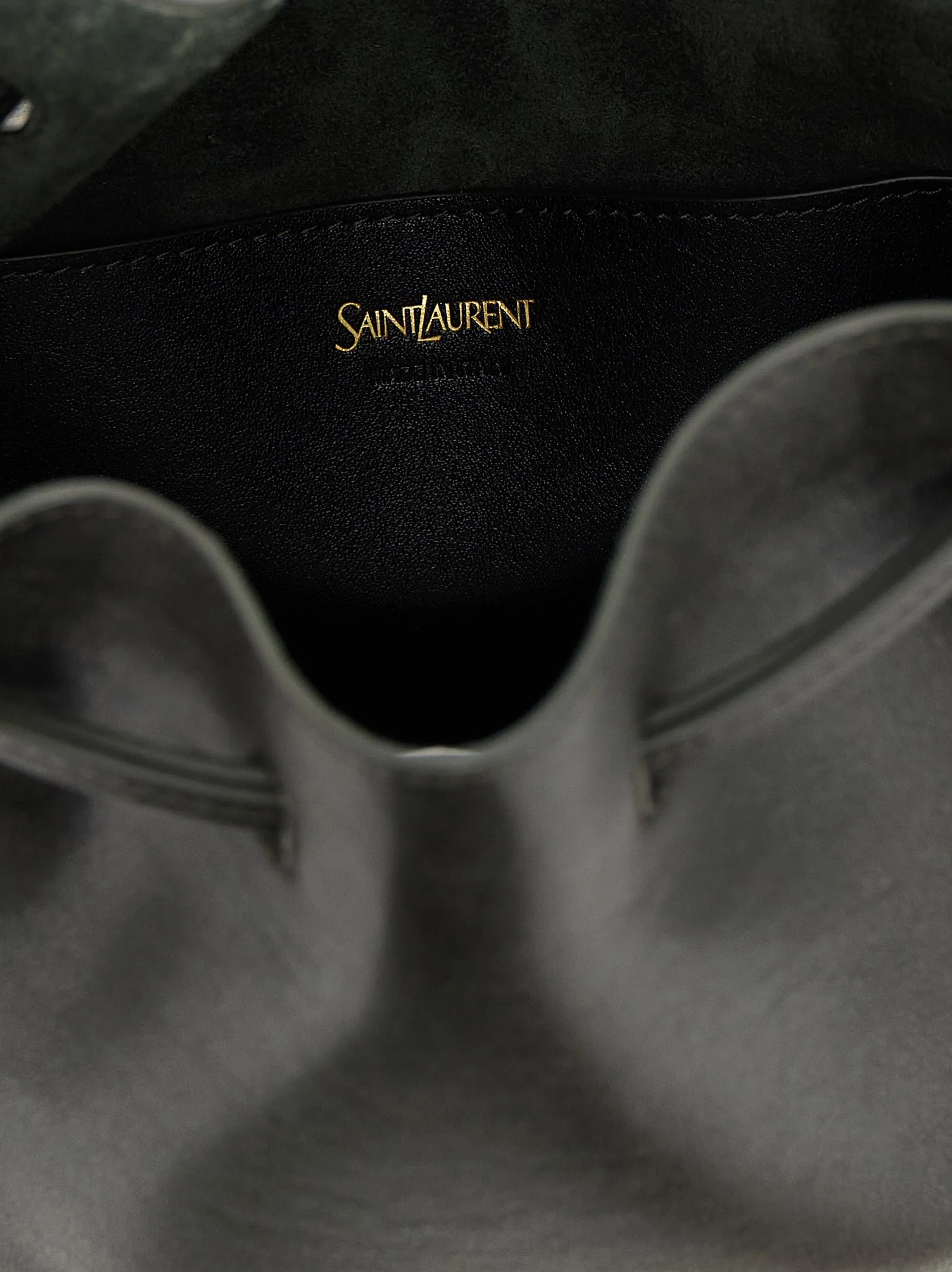 Saint Laurent Large Leather Bucket Bag - Green - Image 4