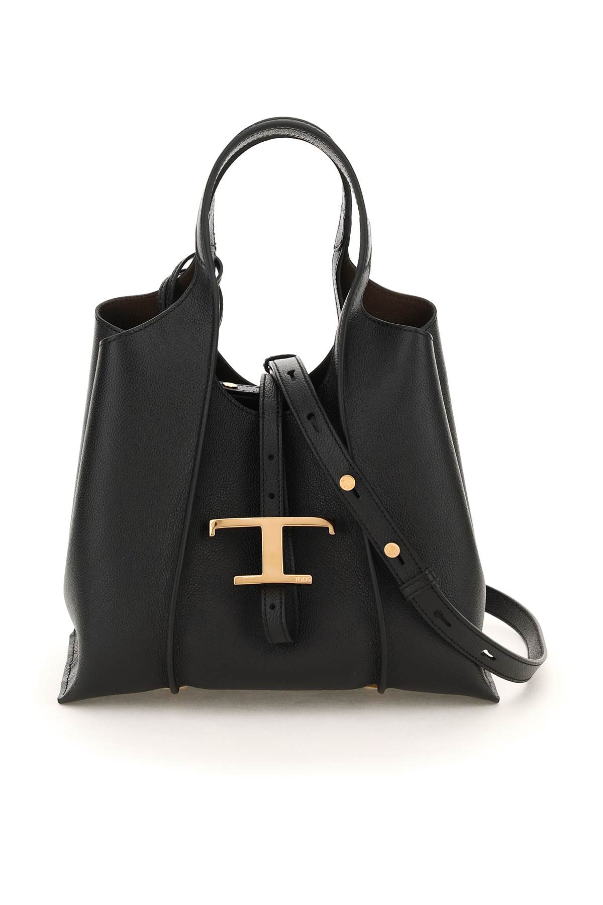 Tod's T Timeless Mini Leather Shopping Bag Tote - Black