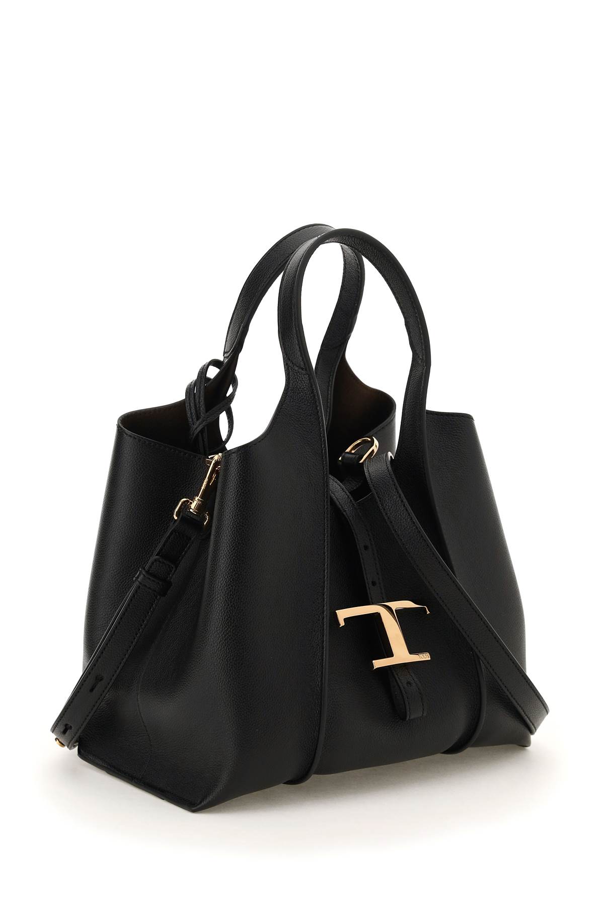 Tod's T Timeless Mini Leather Shopping Bag Tote - Black - Image 5