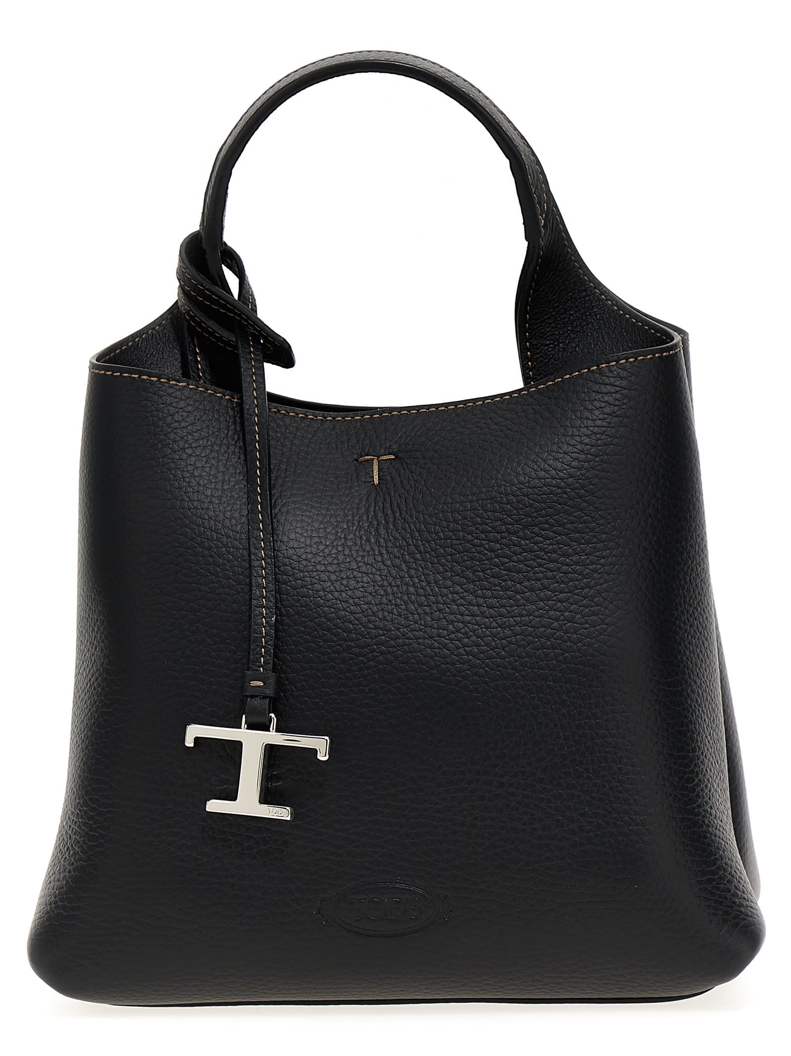 Tod's T Logo Plaque Tote Bag - Black