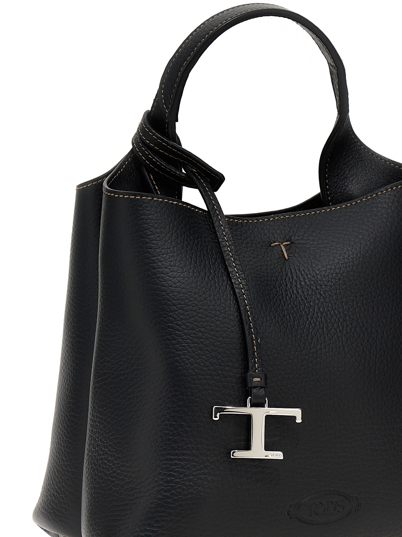 Tod's T Logo Plaque Tote Bag - Black - Image 3