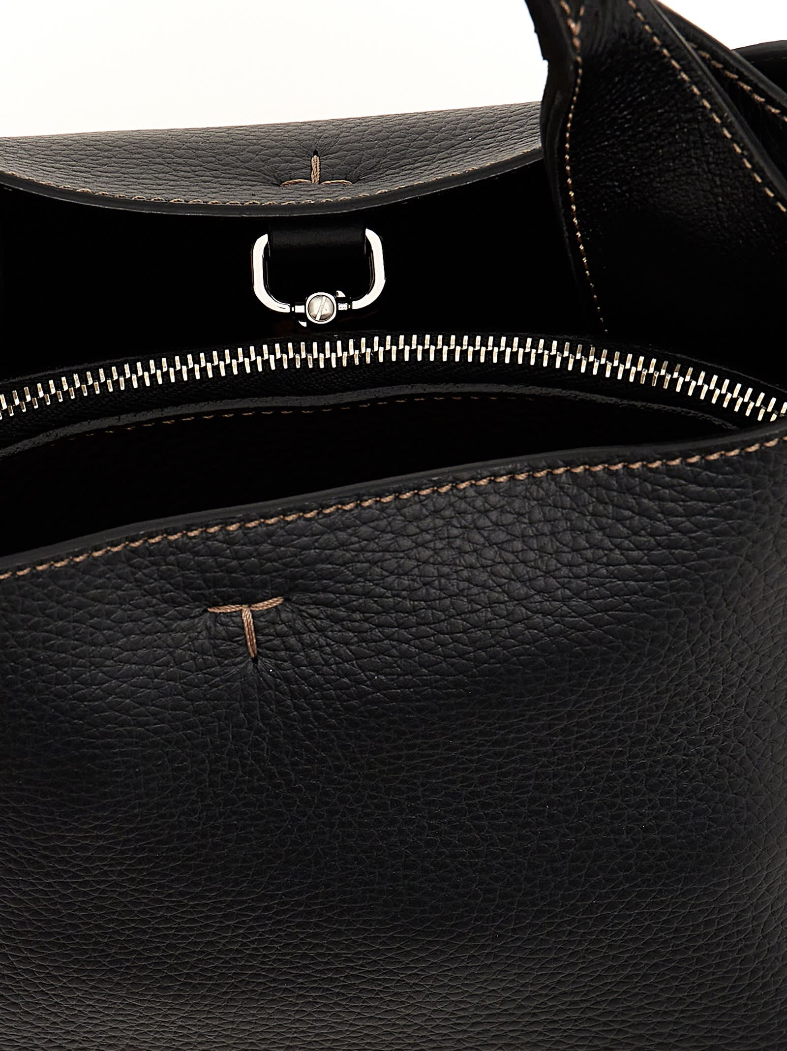 Tod's T Logo Plaque Tote Bag - Black - Image 4