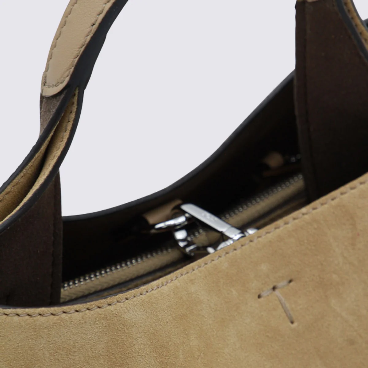 Tod's Beige Suede Top Handle Bag - Image 4