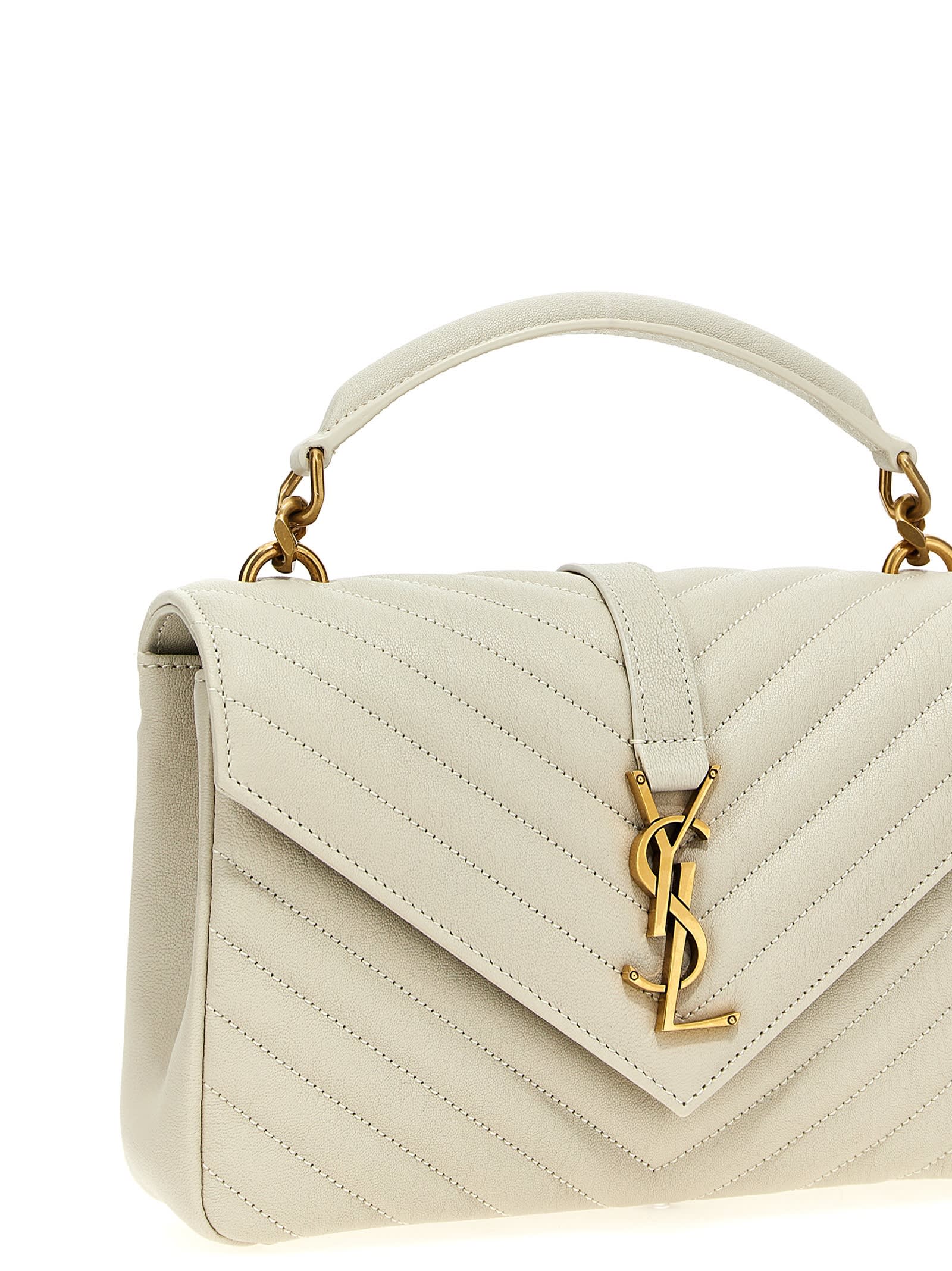 Saint Laurent College Crossbody Shoulder Bag - White - Image 3