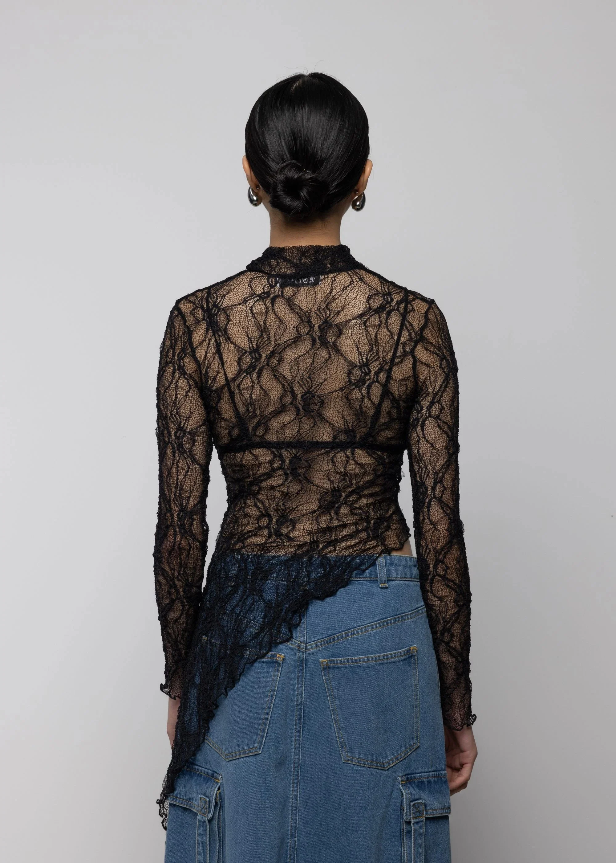 Esthé Lace Asymmetric High Neck Dress - Image 3