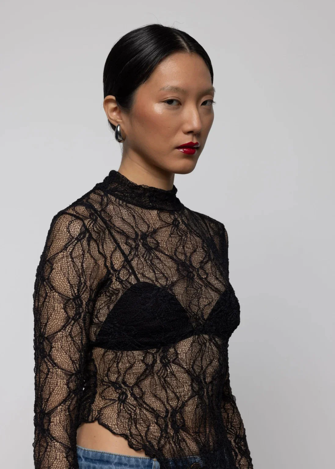 Esthé Lace Asymmetric High Neck Dress - Image 5