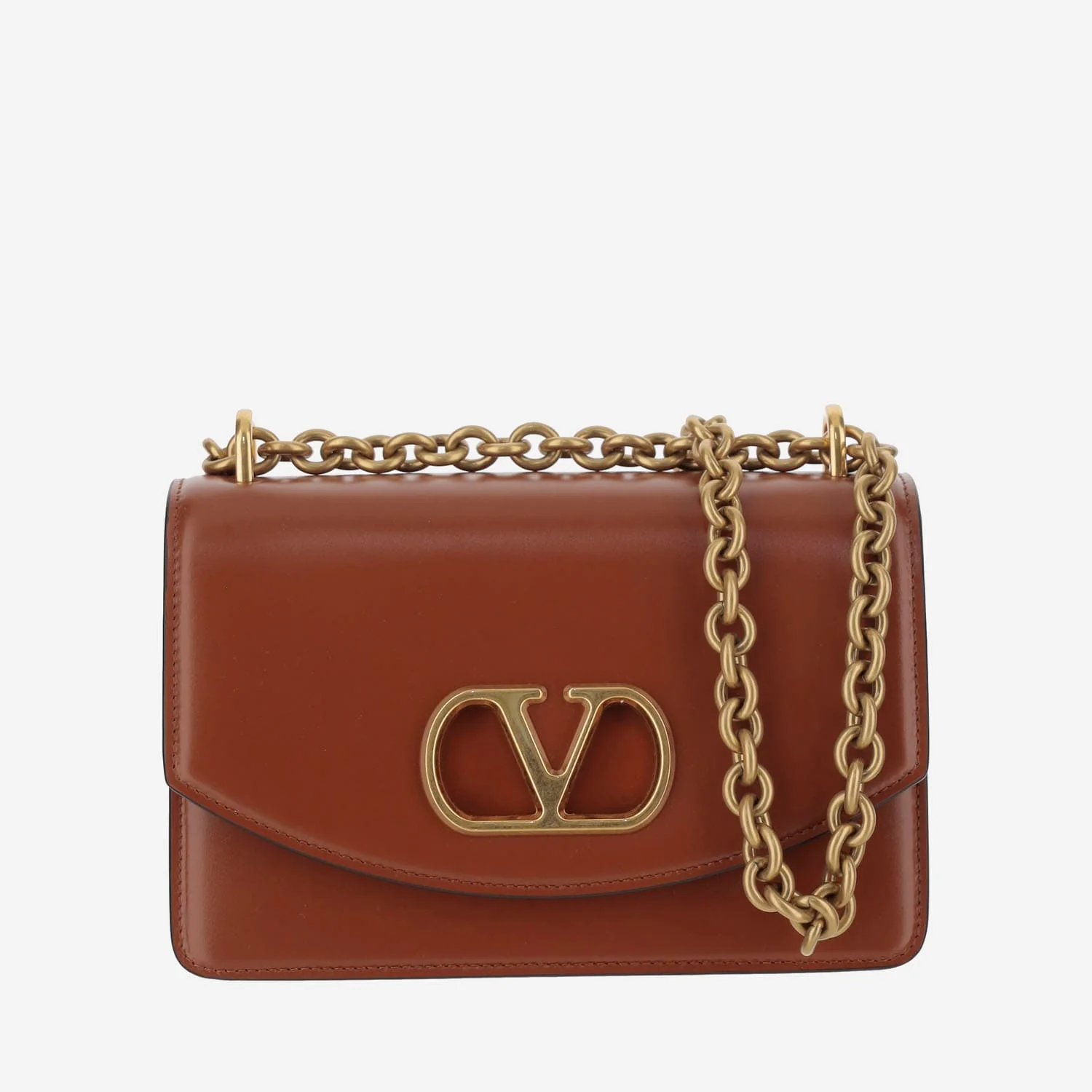 Valentino Garavani Vain Leather Small Shoulder Bag - Brown