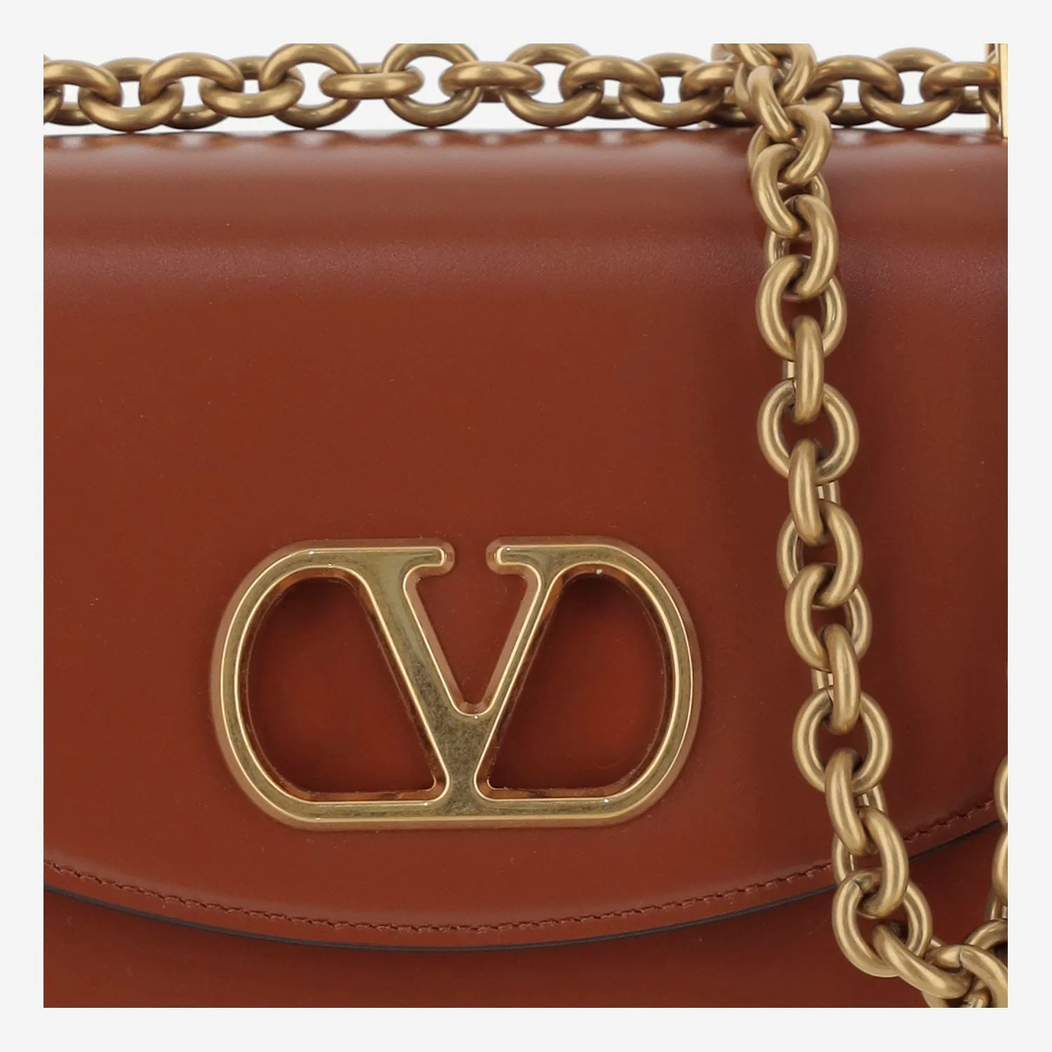 Valentino Garavani Vain Leather Small Shoulder Bag - Brown - Image 4