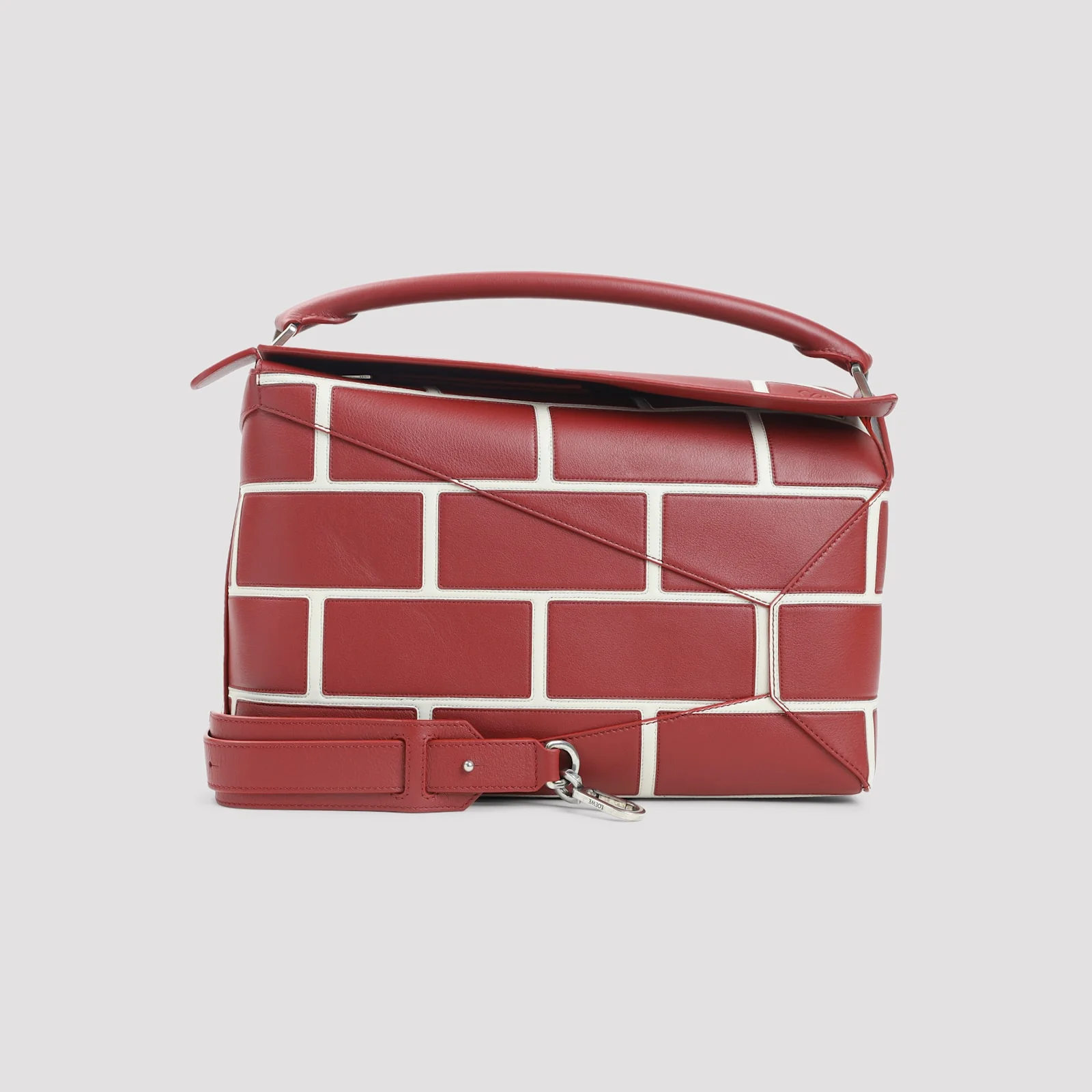 LOEWE Puzzle Edge Large Brick Bag - Burnt Red - Image 3