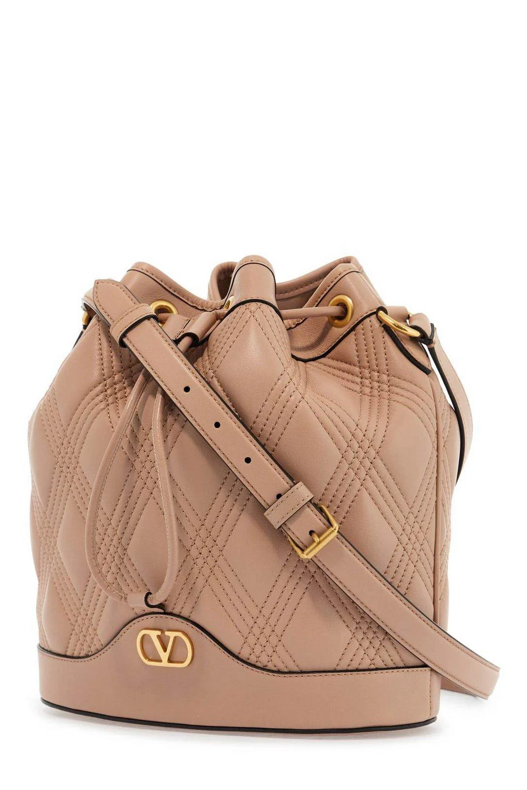 Valentino Garavani Vlogo Plaque Drawstring Quilted Shoulder Bag - Image 3