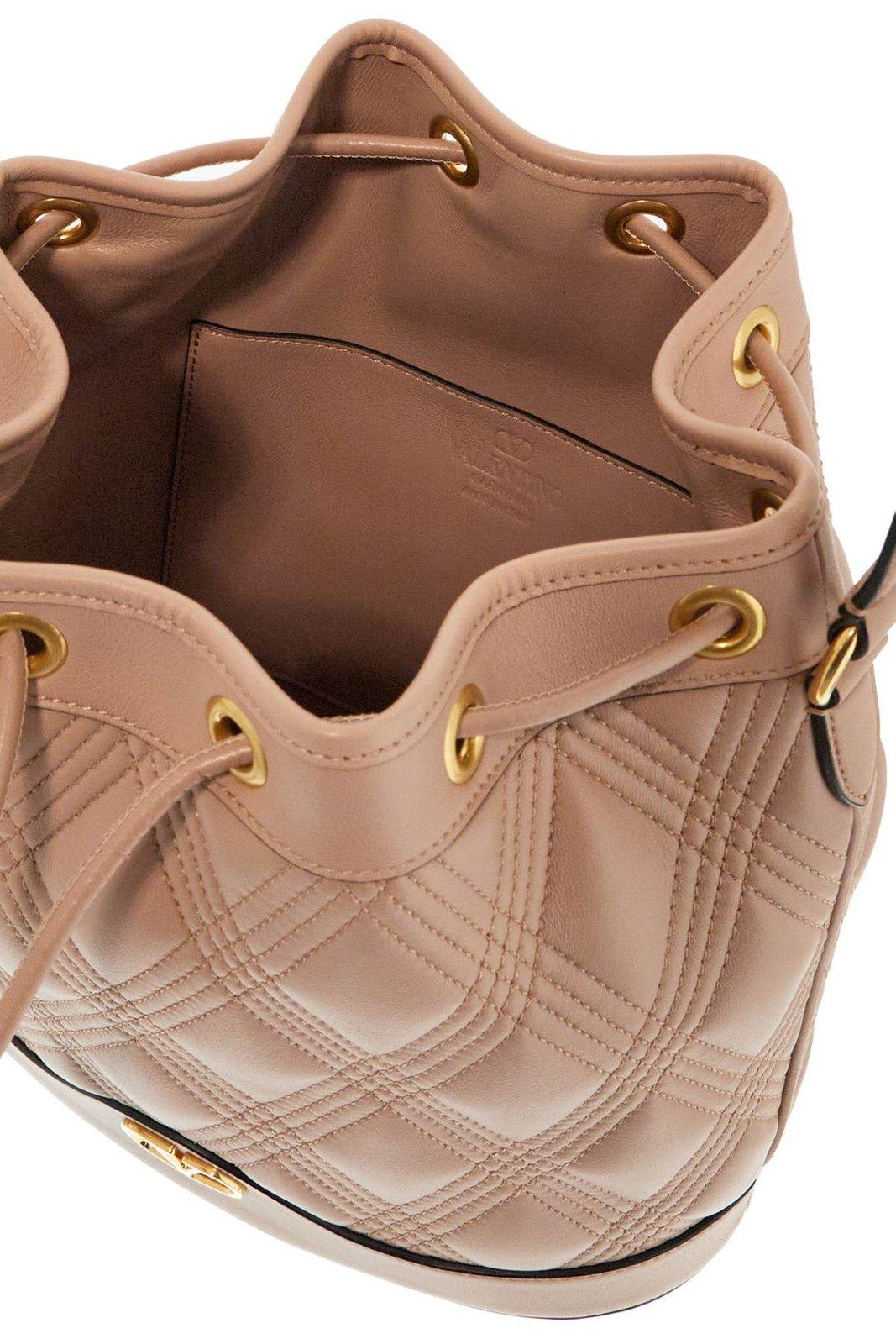 Valentino Garavani Vlogo Plaque Drawstring Quilted Shoulder Bag - Image 4