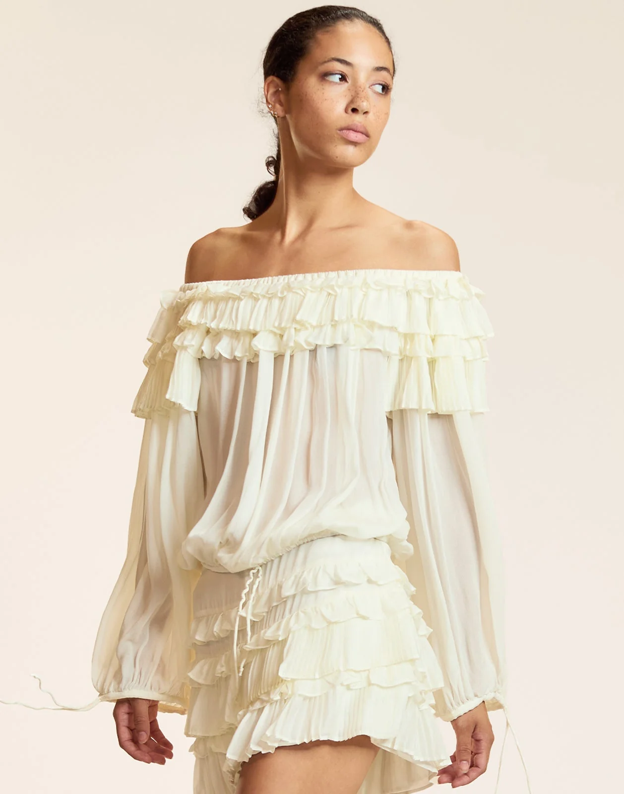 Cynthia Rowley Bella Ruffle Blouse - Off White
