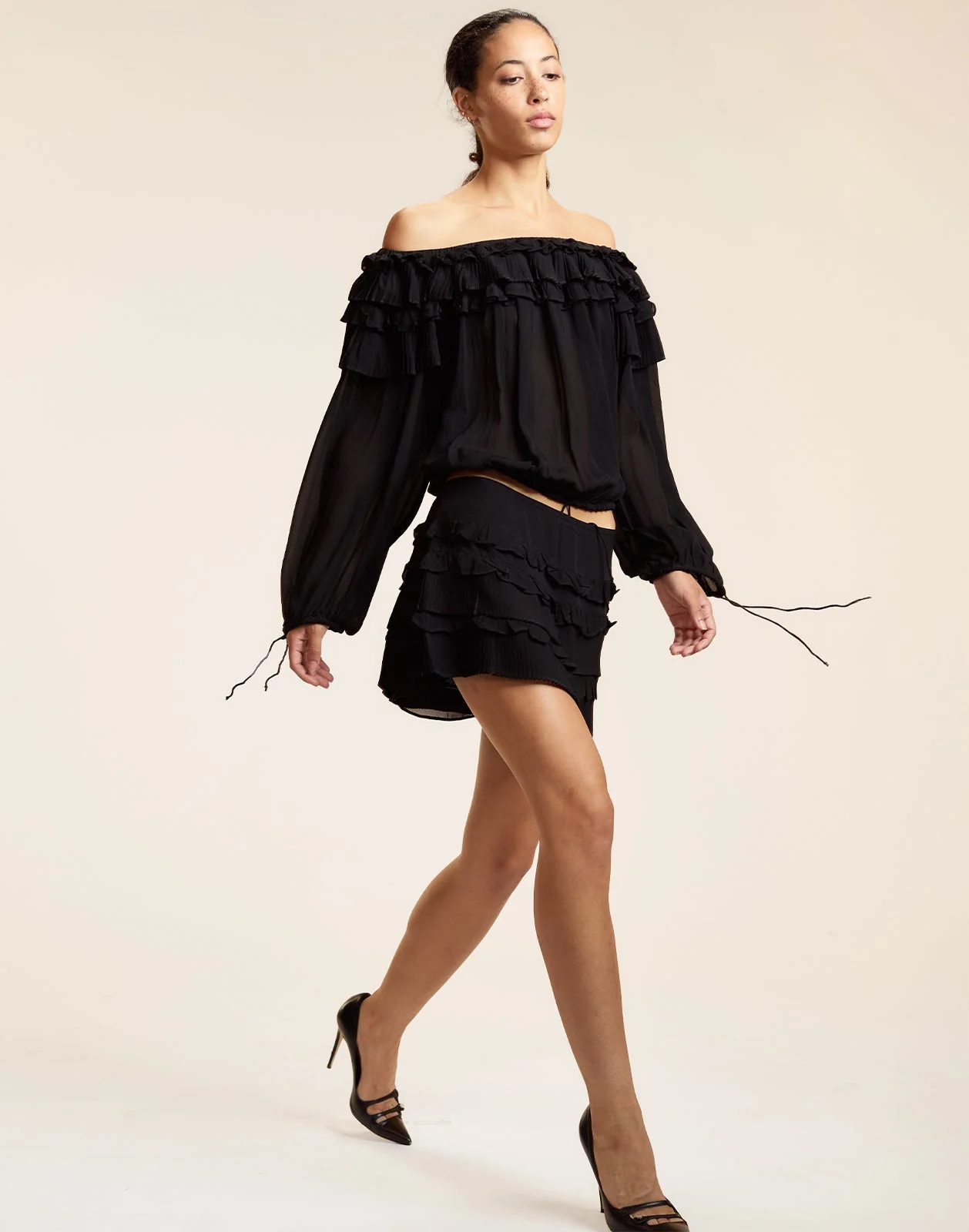 Cynthia Rowley Bella Ruffle Blouse - Black - Image 3