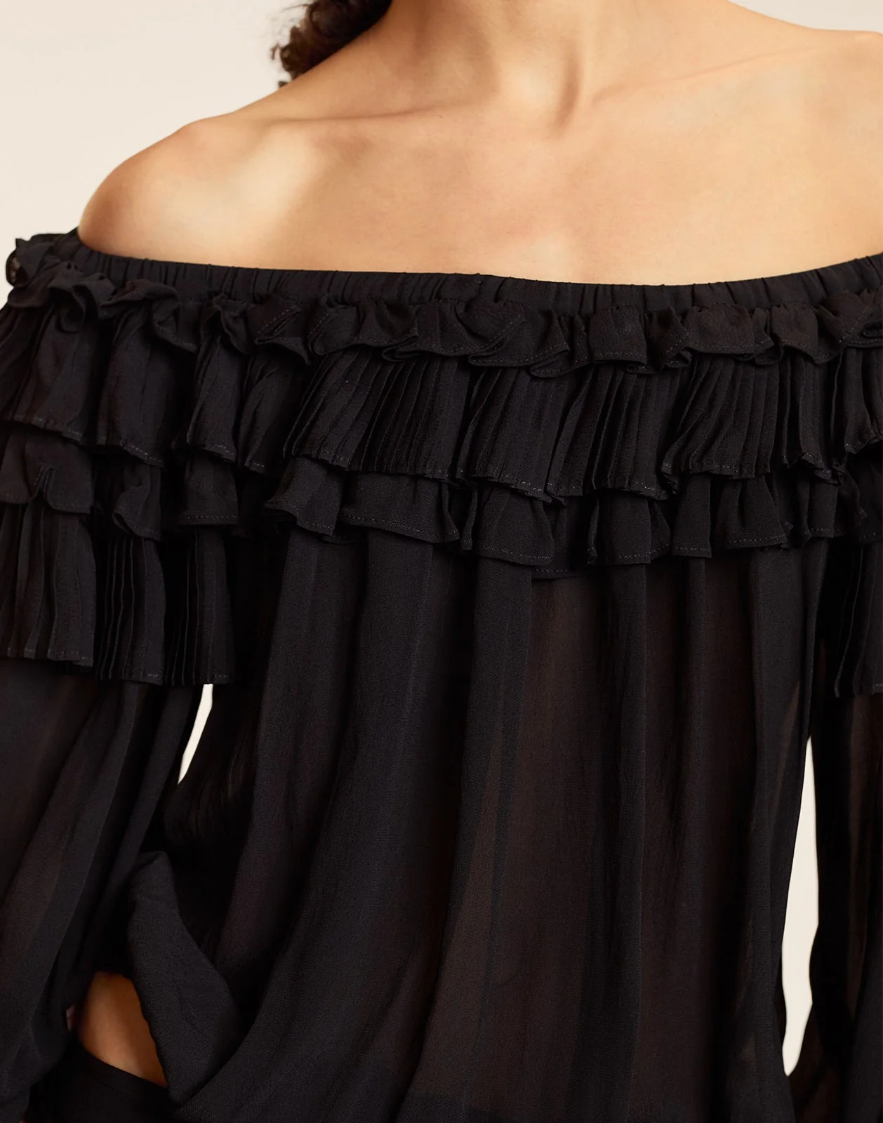 Cynthia Rowley Bella Ruffle Blouse - Black - Image 5