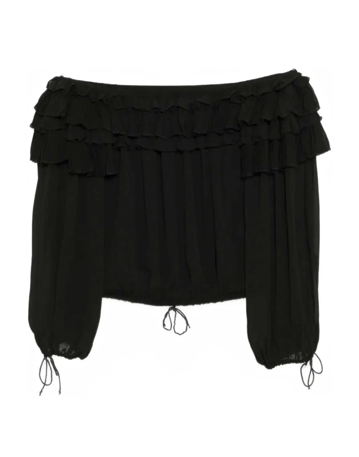 Cynthia Rowley Bella Ruffle Blouse - Black - Image 6